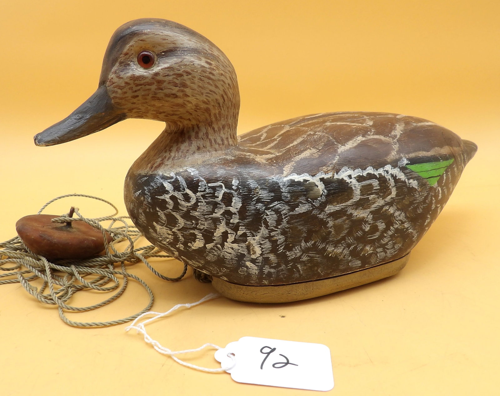 "Green Winged Teal Hen" Wood Carved Metzger Duck Decoy (1 of 4)