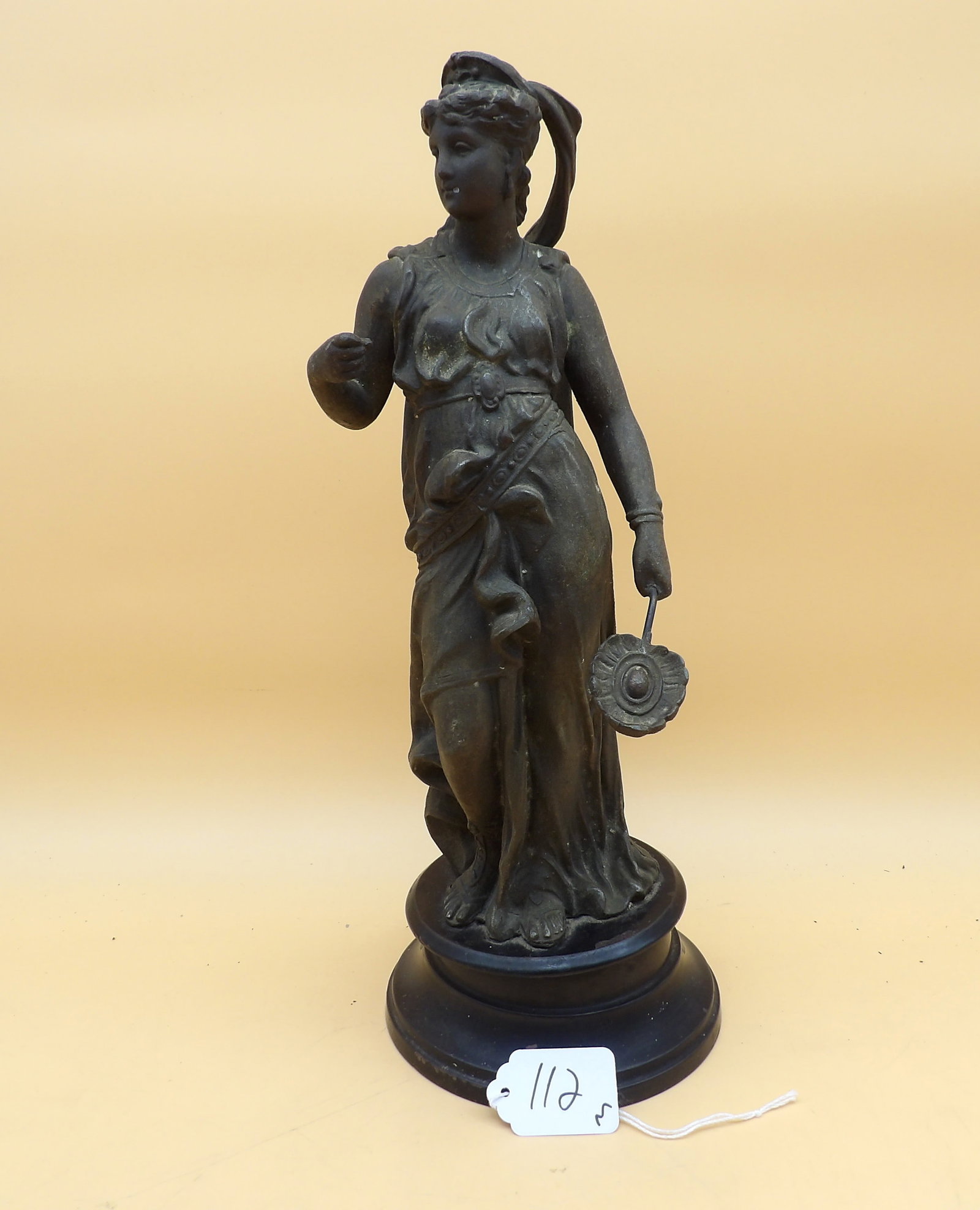Grecian Style Cast Metal Statue Athena