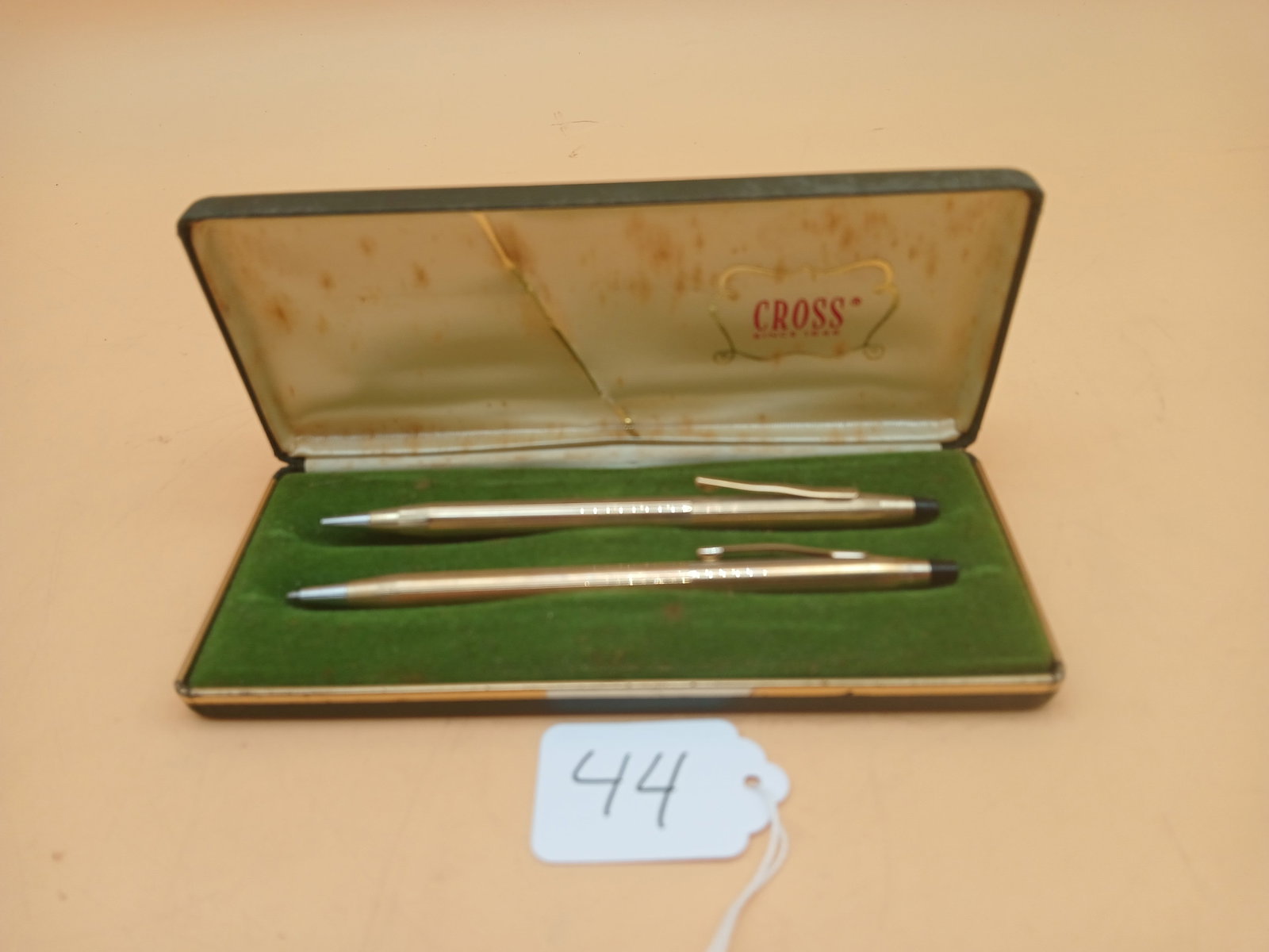 Cross Brand Pen & Pencil Set: This Cross pen & pencil set is 1/20 10k Gold Filled and comes in case. Measures approx 1" x 6.5" x 3"