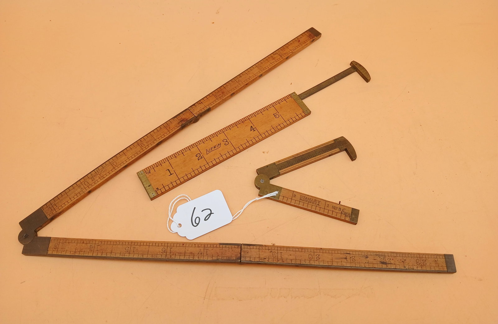 Boxwood & Brass Slide Ruler, Folding Rules (3 pcs) (1 of 3)