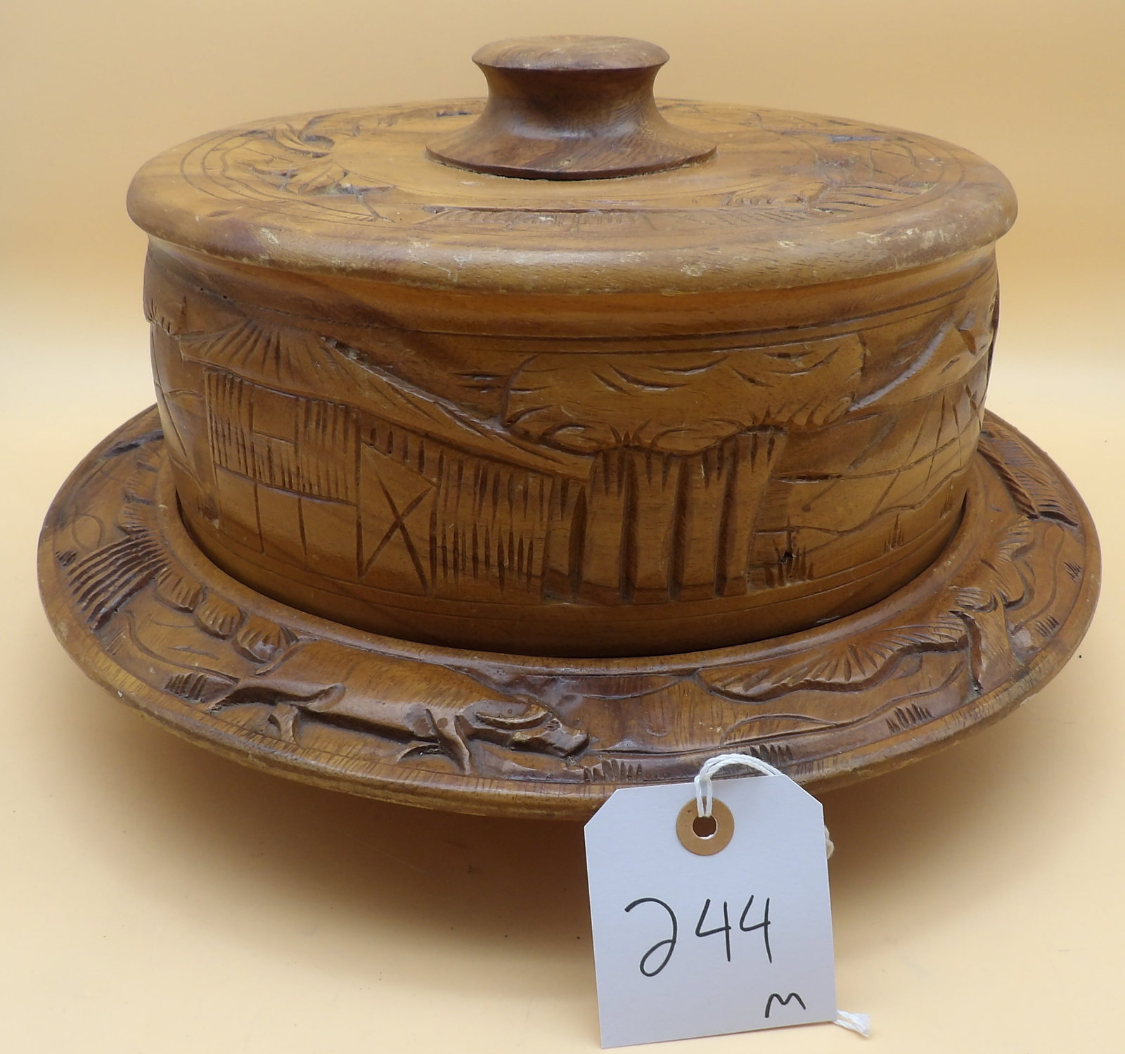 Hand-Carved Mahogany Wood Cake Stand (1 of 4)