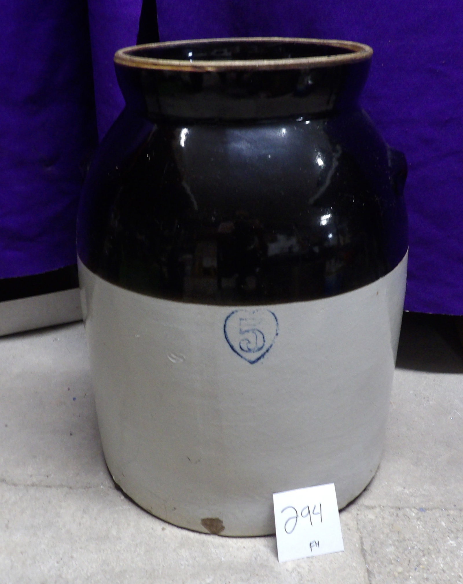 Nelson McCoy 5 Gallon Stoneware Crock: This Nelson McCoy 5 Gallon Stoneware Crock includes lid. Small chipping (see photos), but is intact and in overall good condition. NO SHIPPING AVAILABLE FOR THIS ITEM - PICK UP ONLY