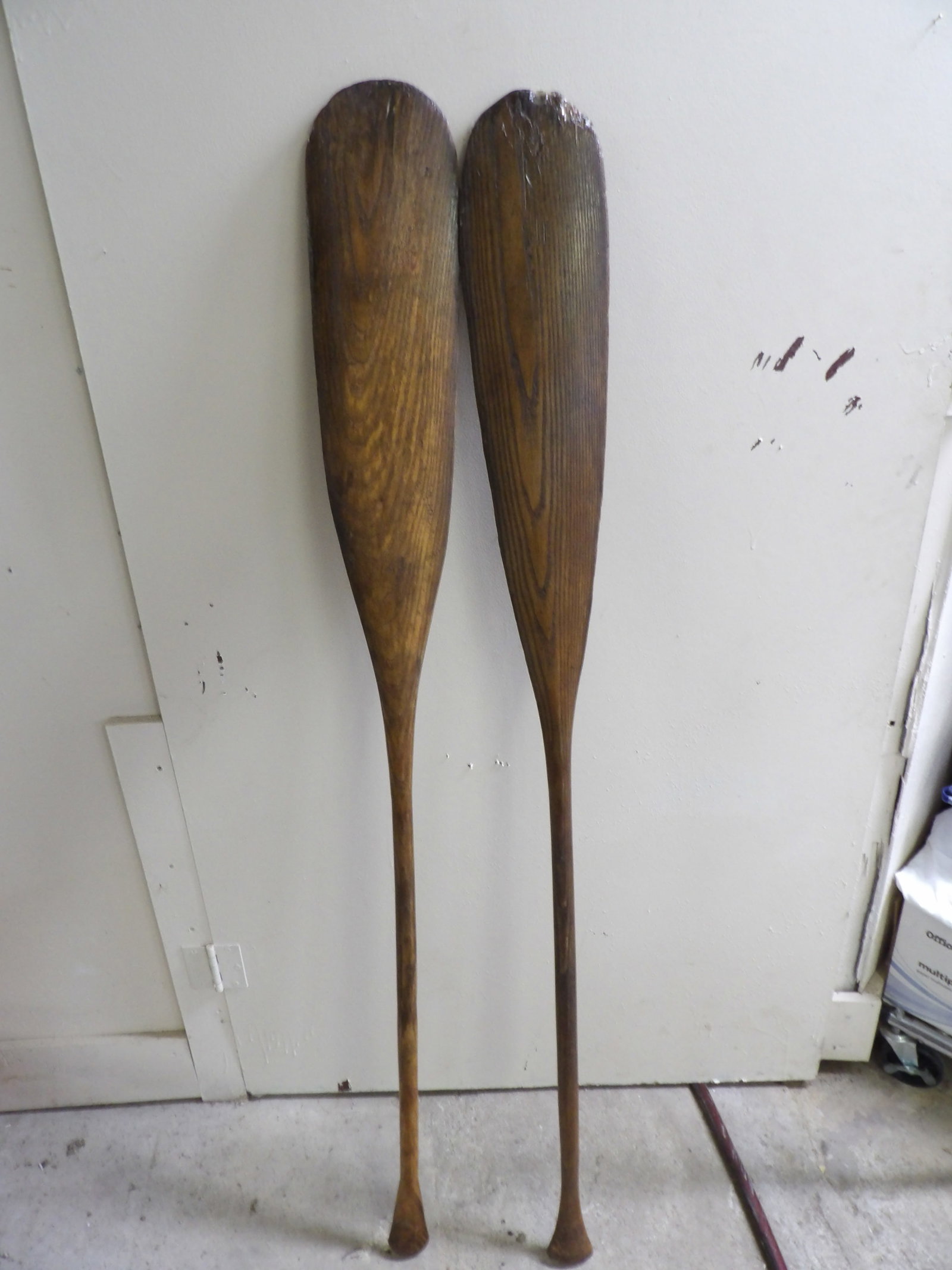 Wood Canoe Paddles: This pair of wooden canoe paddles measures approx 60" each. NO SHIPPING ON THIS ITEM - PICK UP ONLY