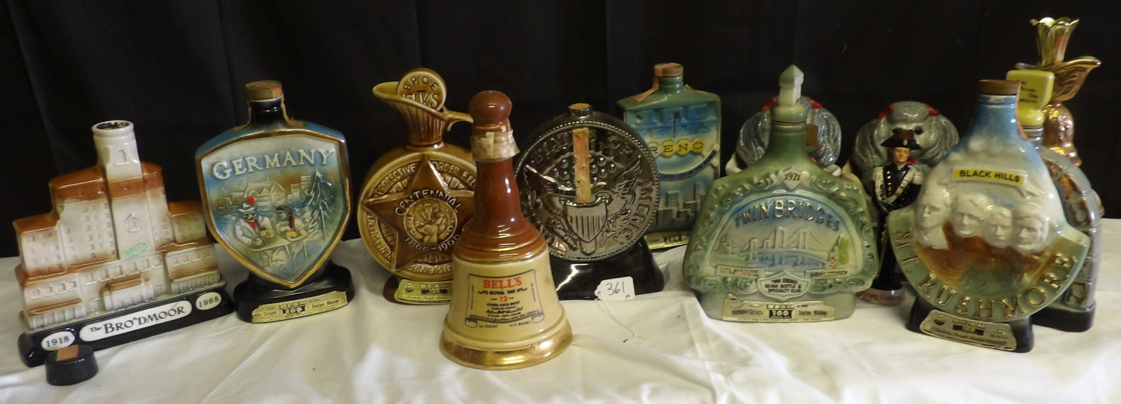 Vintage Decanters (13): This collection of 13 vintage liquor decanters includes Jim Beam, Ezra Brooks, and more - celebratings Elks Lodge, Reno, Germany, London Bridge, and more. NO SHIPPING ON THIS ITEM - PICK UP ONLY