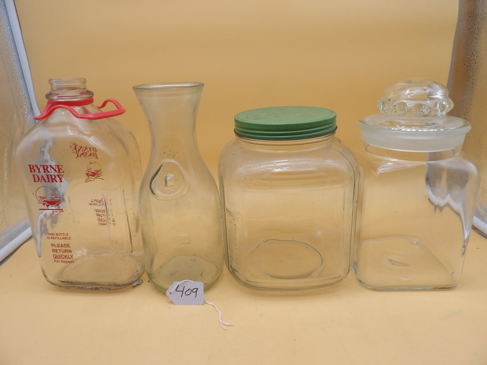 Glass Milk Bottle / Carafe / Kitchen Jars (4 pcs) (1 of 4)