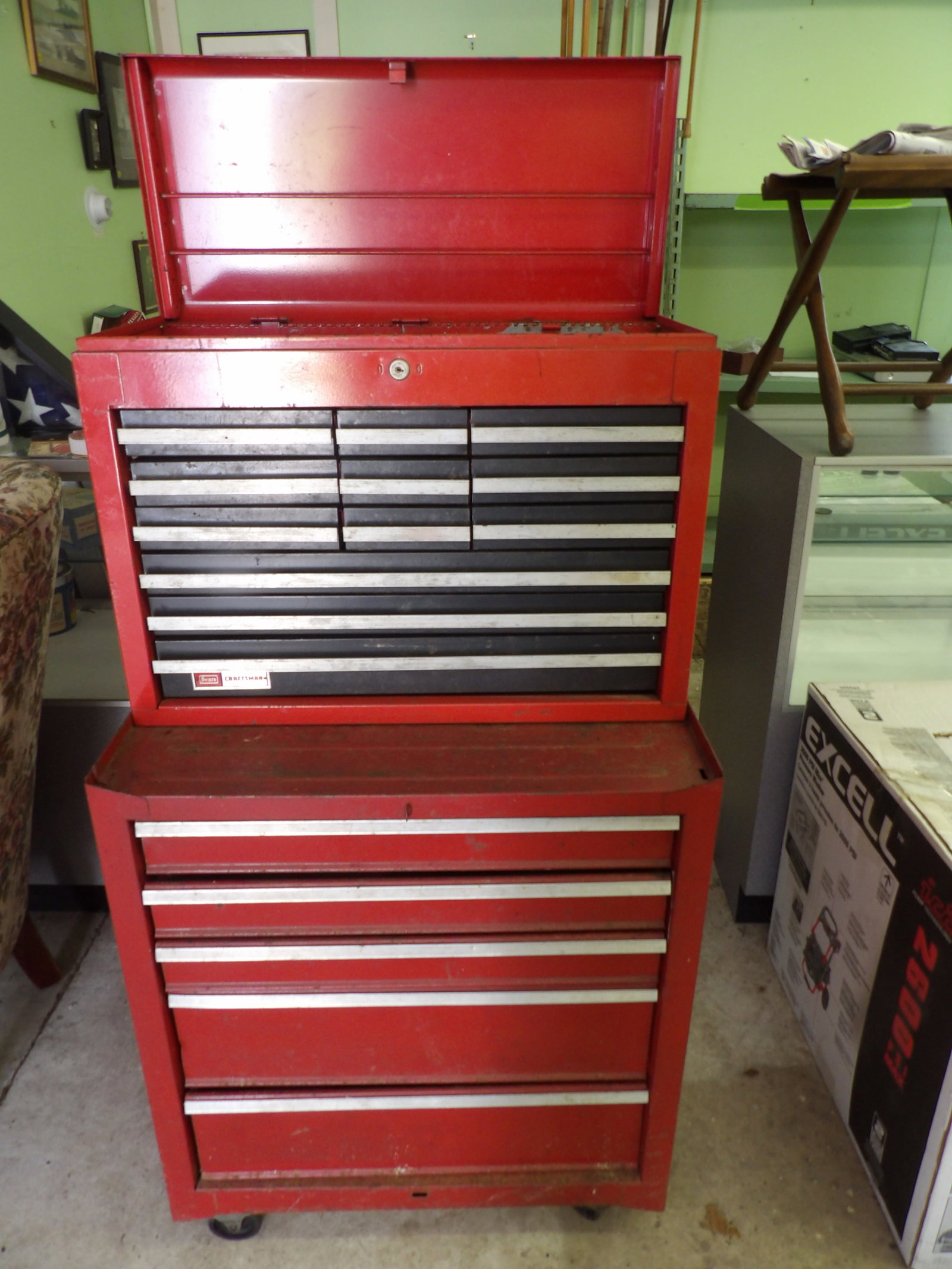 Craftsman Tool Chest (2 pcs): This Sears Craftsman tool chest combination includes both a top chest and bottom cabinet. NO SHIPPING ON THIS ITEM - PICK UP ONLY