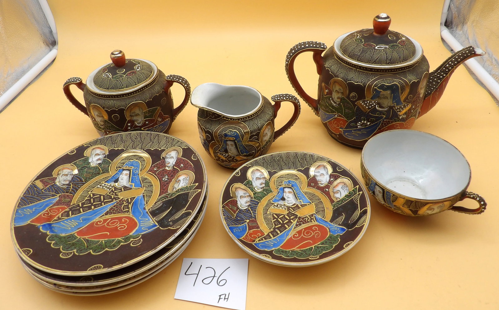 Japanese Satsuma Moriage Tea Set (11 pcs) (1 of 4)