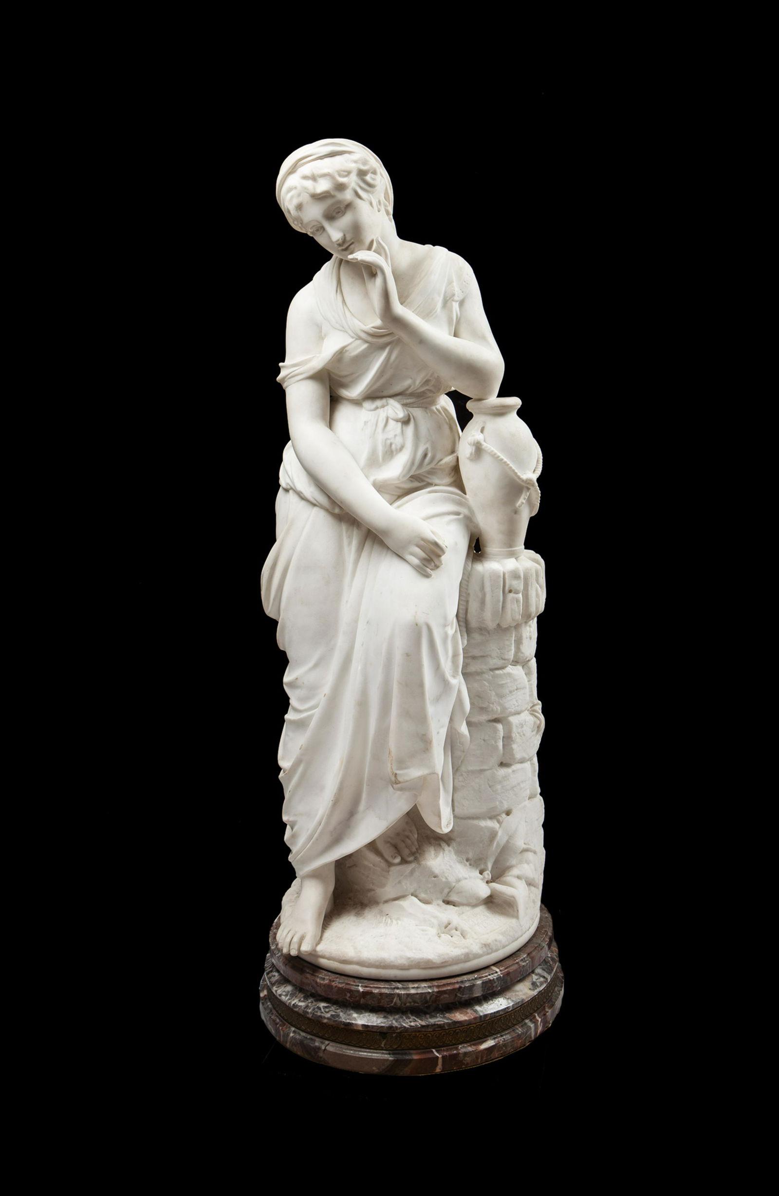 A LARGE LATE 19TH CENTURY ITALIAN MARBLE FIGURE OF RUTH AT THE WELL (1 of 3)