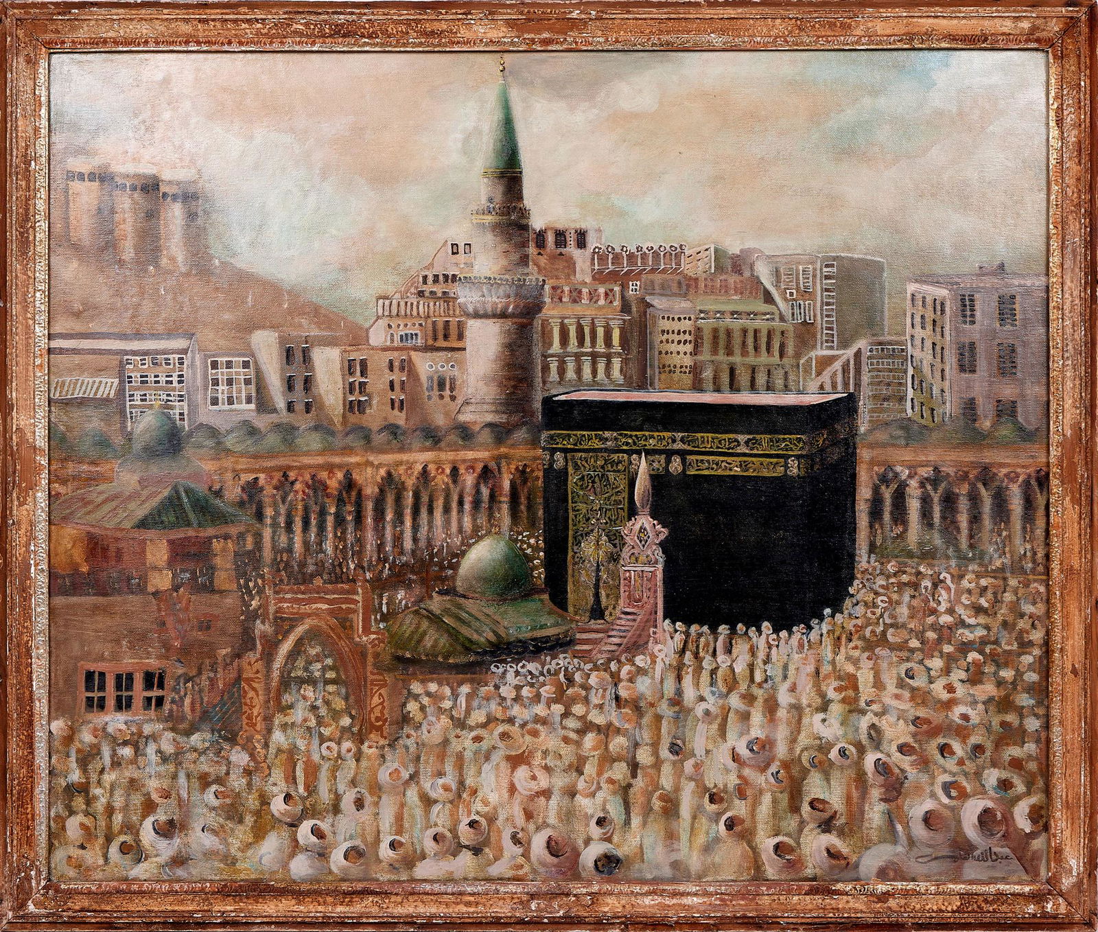 A LARGE PAINTING OF A MOSQUE SIGNED AL FARSI (1 of 2)