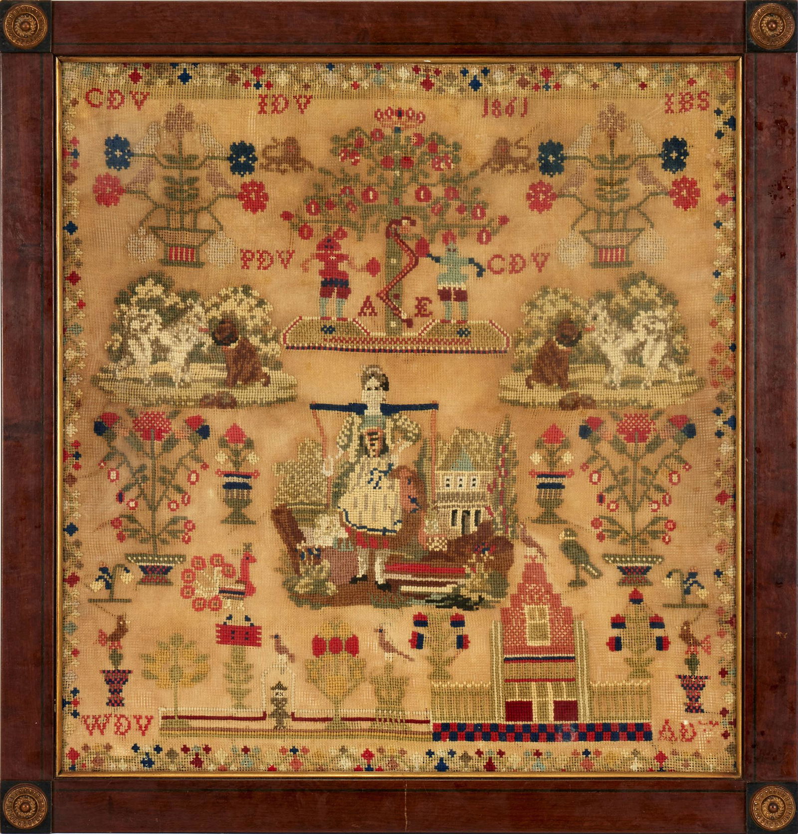 A 19TH CENTURY NEEDLEWORK SAMPLER DATED 1861 (1 of 1)