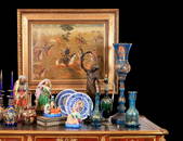 A QAJAR DYNASTY PAINTING OF FATH-ALI SHAH QAJAR LION HUNTING