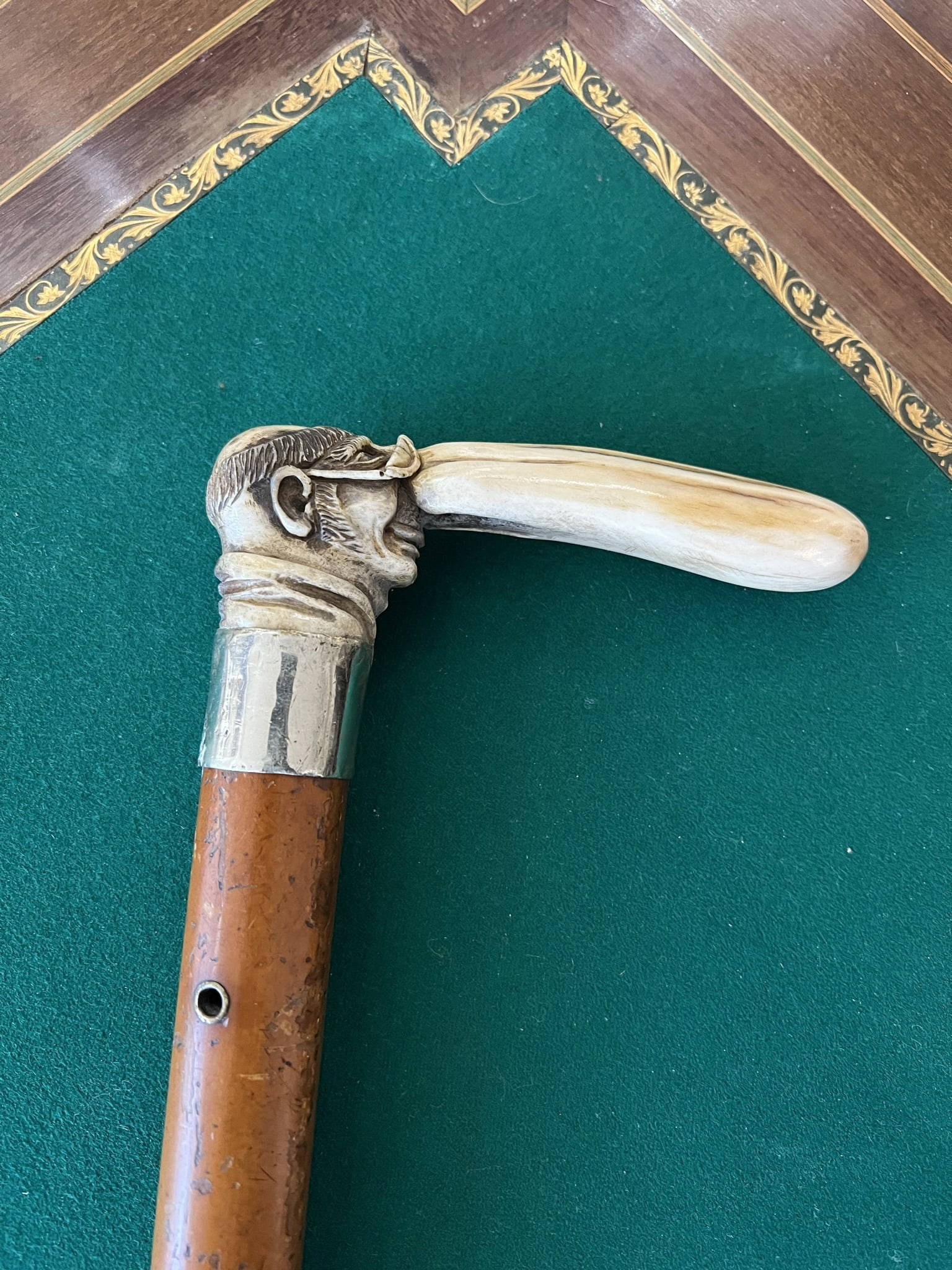 A Late 19th Century Bone Handled Novelty Walking Cane Auction