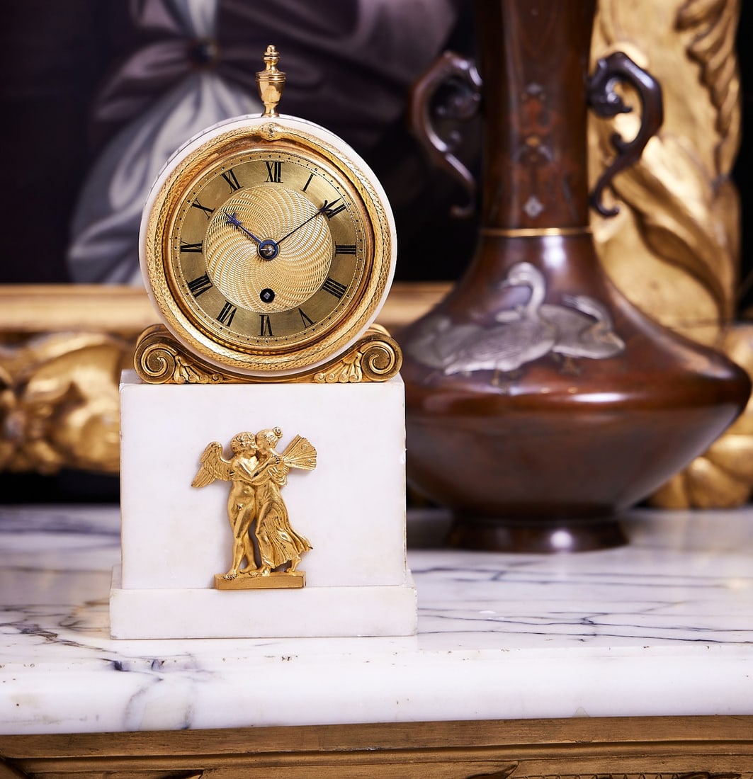 A FINE EARLY 19TH CENTURY MARBLE AND ORMOLU CLOCK SIGNED RIGBY, CHARING CROSS, LONDON (1 of 8)