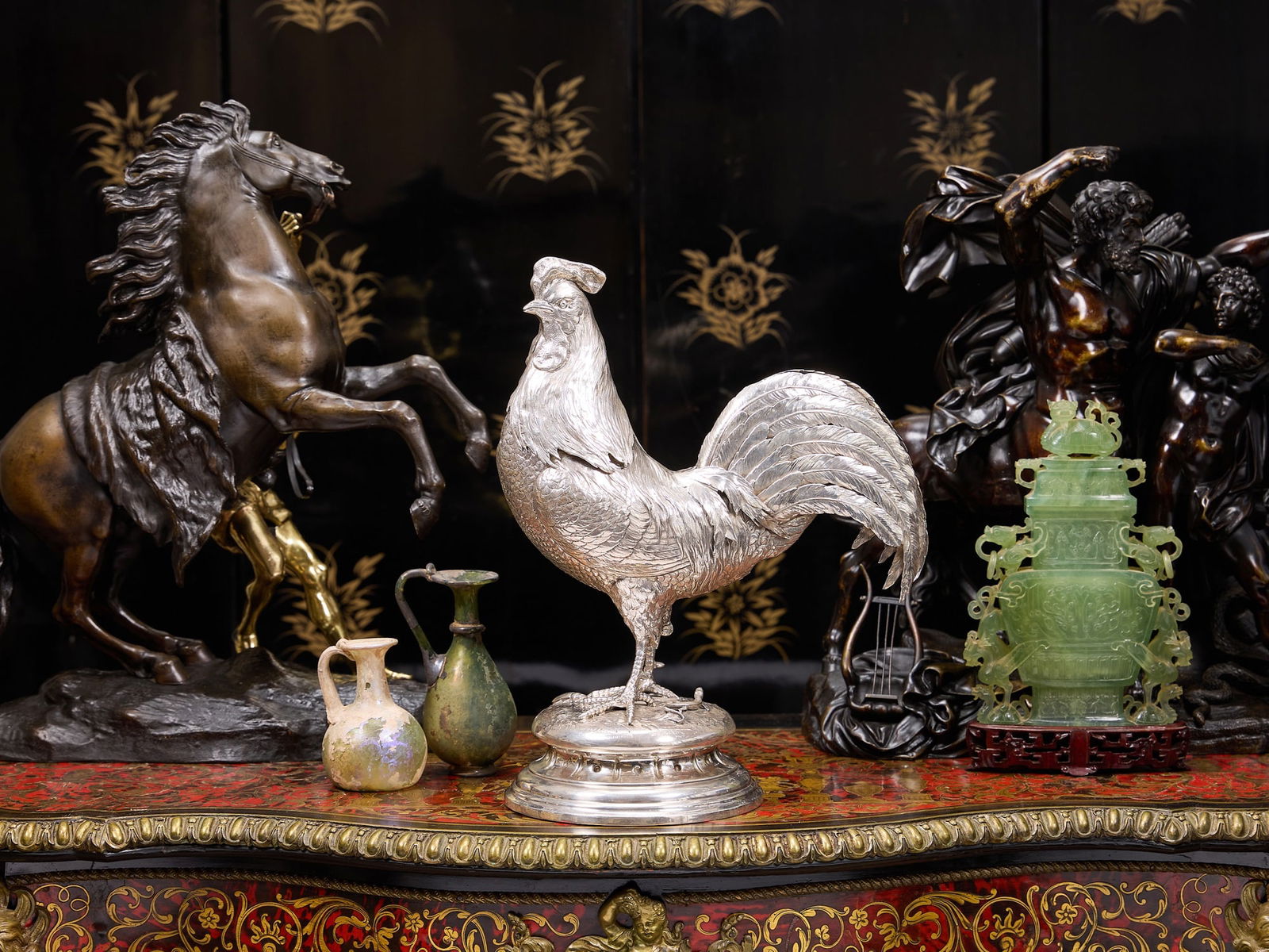 A FINE LATE 19TH CENTURY SILVER MODEL OF A COCKEREL, C. 1899 (1 of 9)