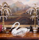 A FINE AND LARGE EARLY 20TH CENTURY GERMAN SILVER SWAN CENTREPIECE