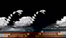 A MASSIVE PAIR OF STERLING SILVER SWANS, GERMAN, C. 1900, B. NERESHEIMER, 275 OZ.