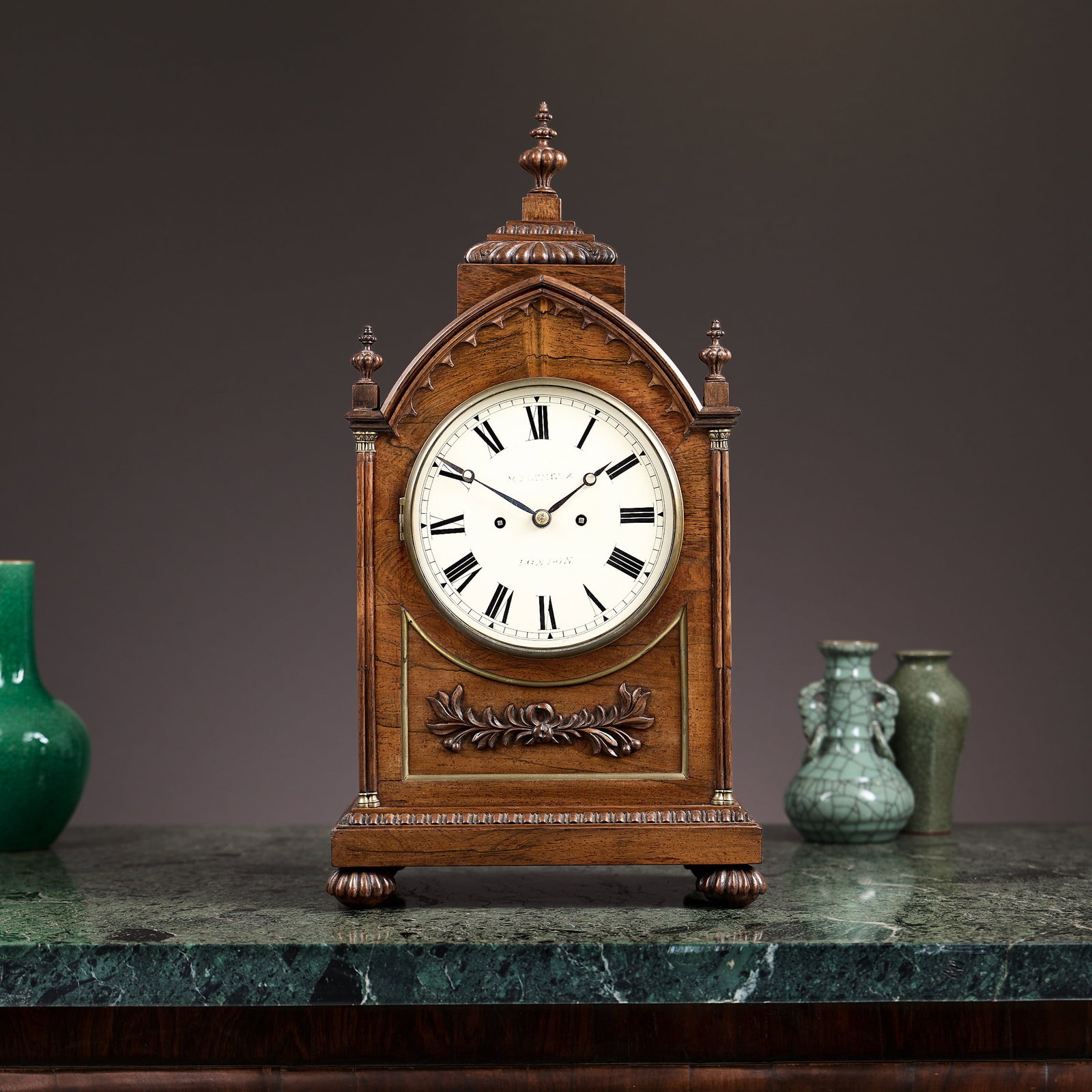 A REGENCY GOTHIC REVIVAL BRACKET CLOCK SIGNED MOLYNEUX, LONDON (1 of 5)