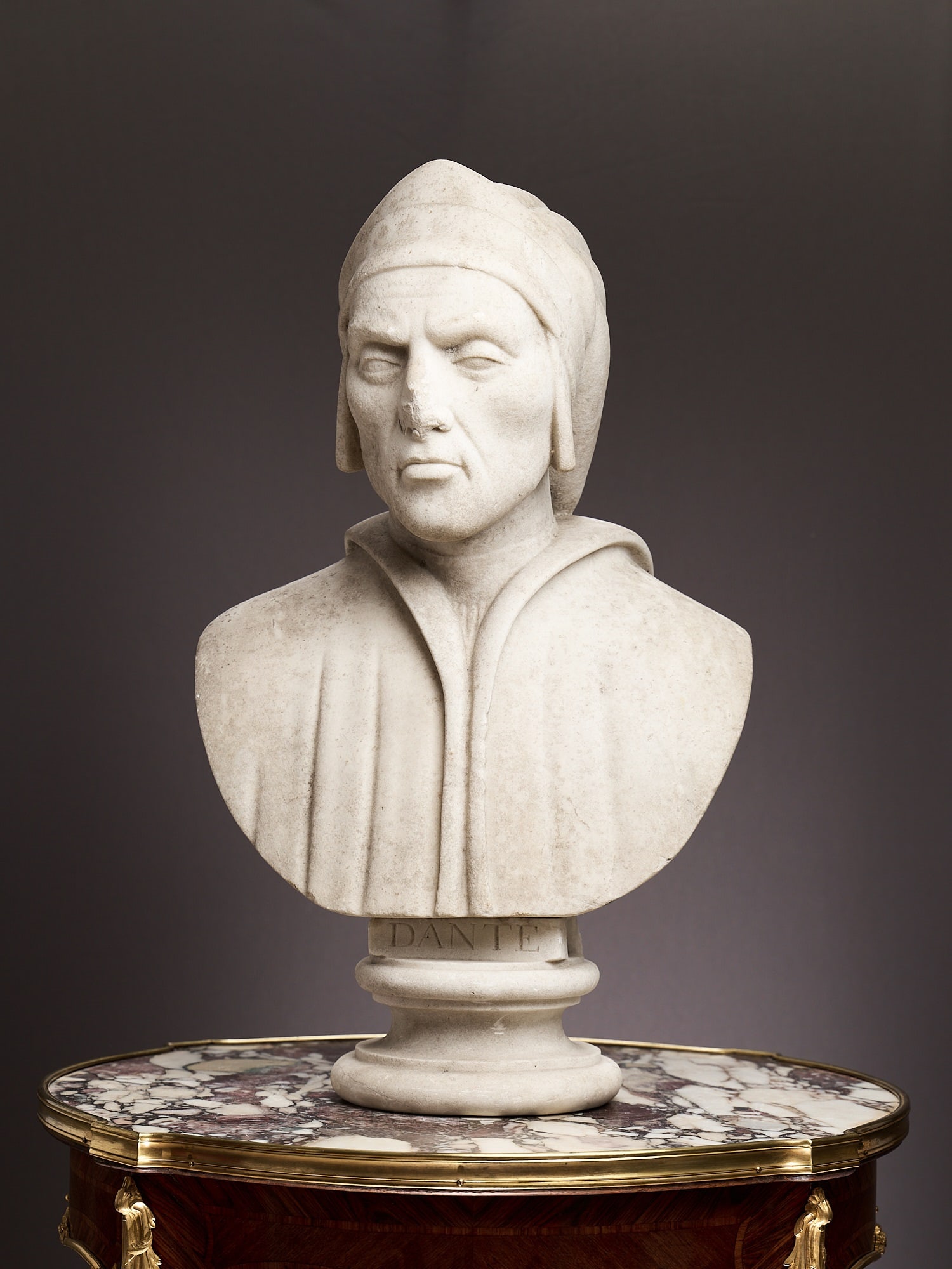 A 19TH CENTURY ITALIAN MARBLE BUST OF DANTE (1 of 3)