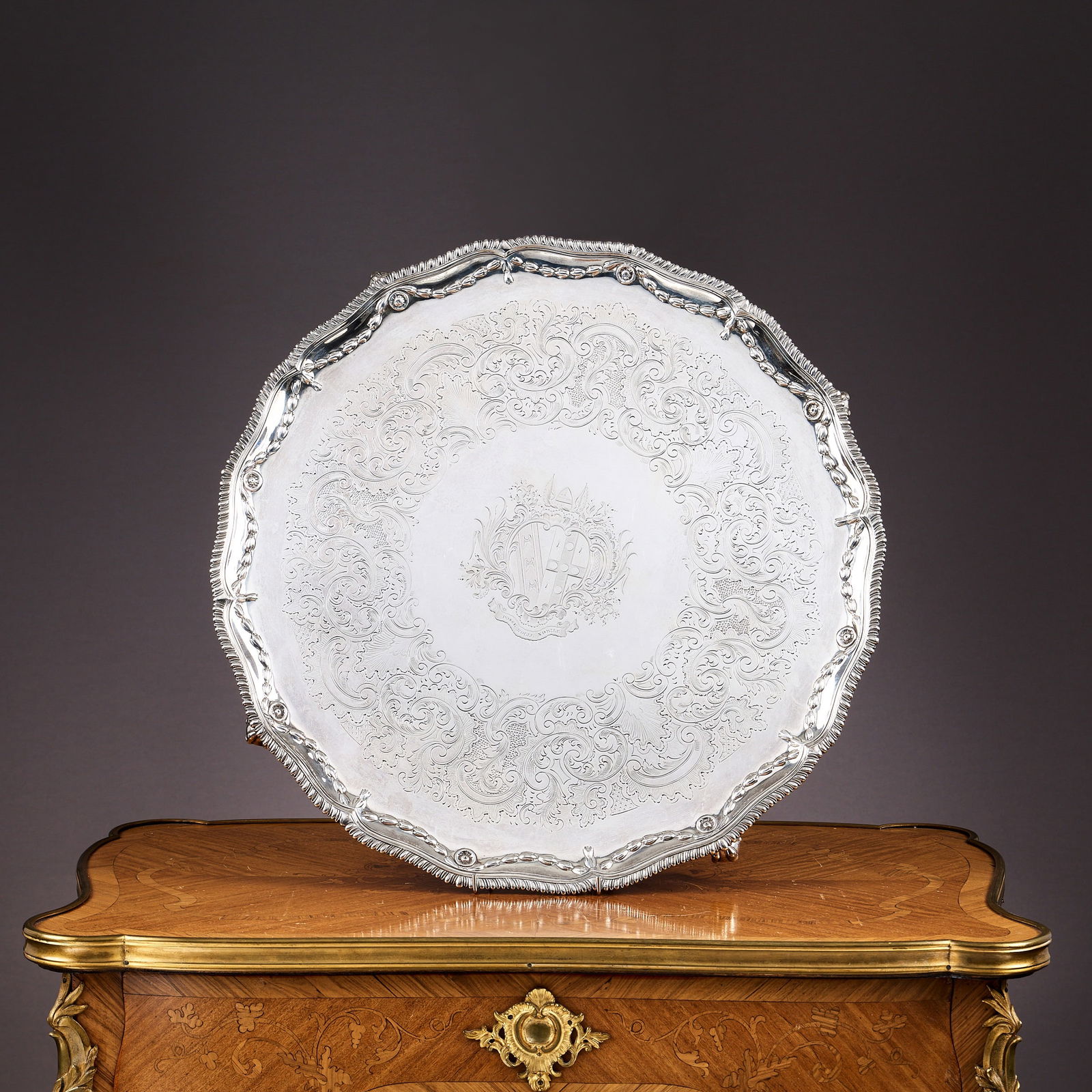 A GEORGE III STERLING SILVER SALVER, LONDON, 1774, MARKS FOR RICHARD RUGG I (1 of 7)