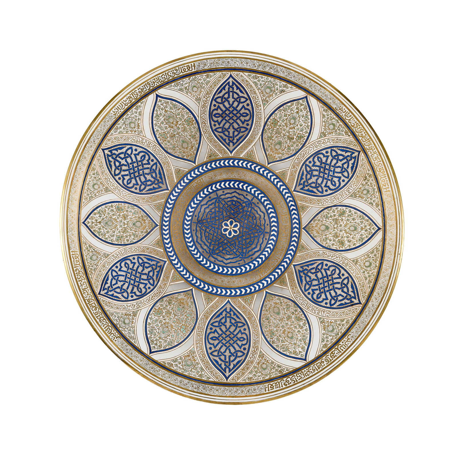 A VERY LARGE 19TH CENTURY ENAMELLED GLASS DISH ATTRIBUTED TO LOBMEYR (1 of 1)
