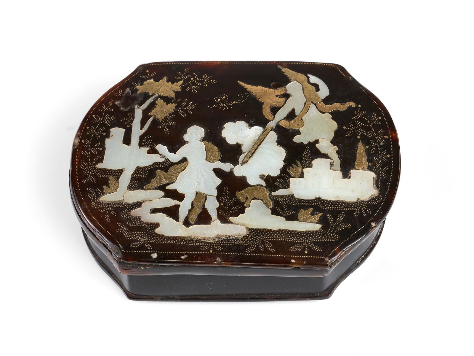 A FINE 18TH CENTURY NEAPOLITAN TORTOISESHELL AND GOLD PIQUE WORK SNUFF BOX (1 of 6)