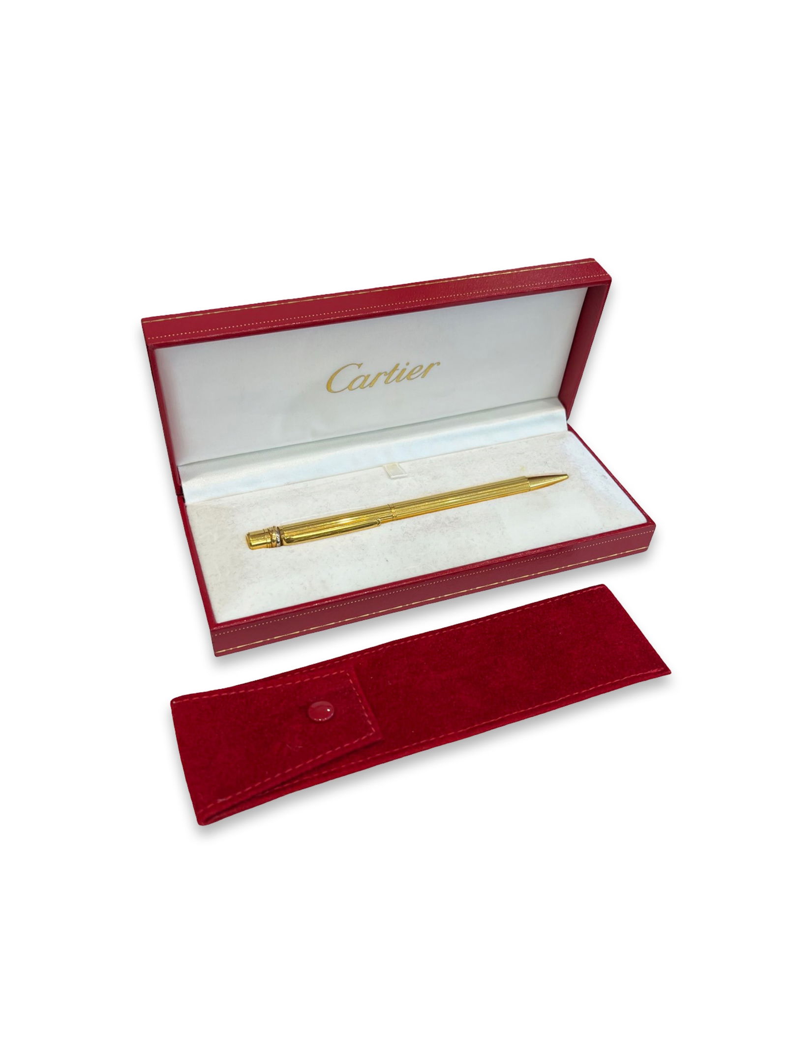 CARTIER: A GOLD PLATED PEN IN DISPLAY BOX (1 of 2)