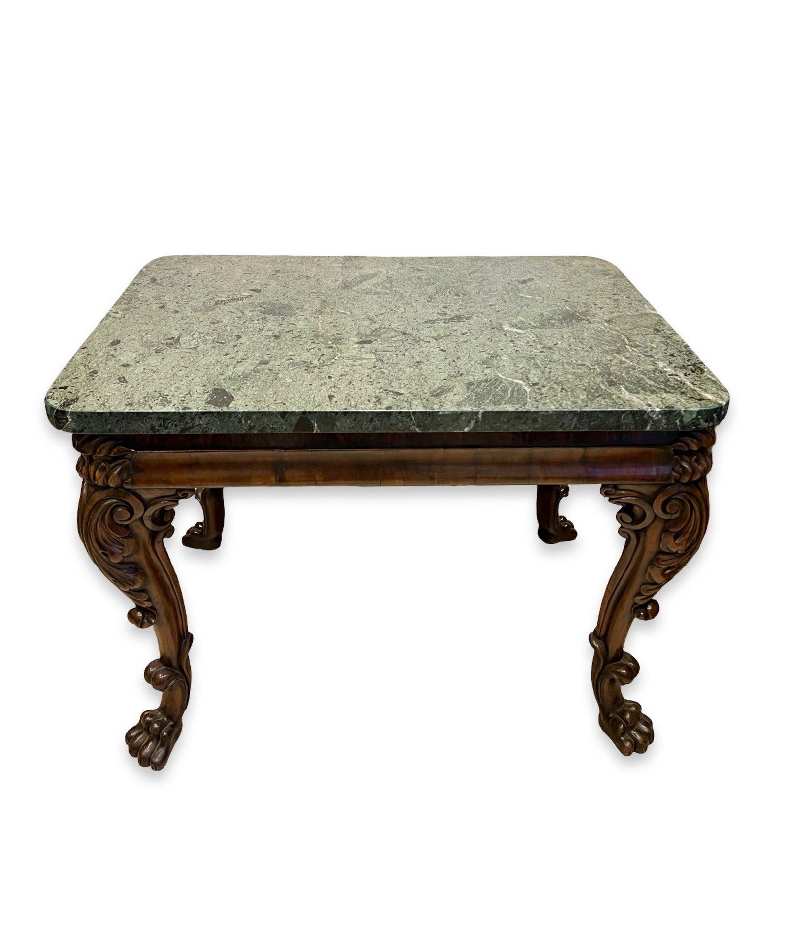 AN IRISH WILLIAM IV PERIOD MARBLE TOPPED CENTRE TABLE (1 of 2)