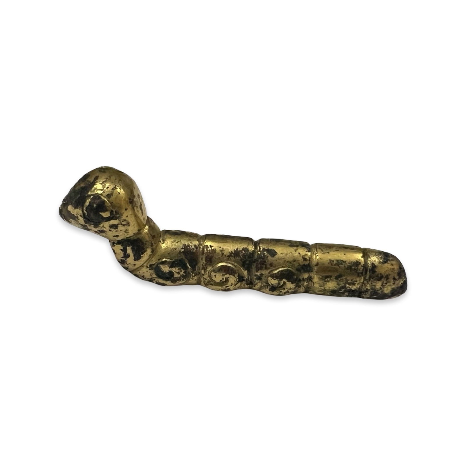 A CHINESE GILT BRONZE MODEL OF A SILKWORM, HAN DYNASTY OR LATER (1 of 13)