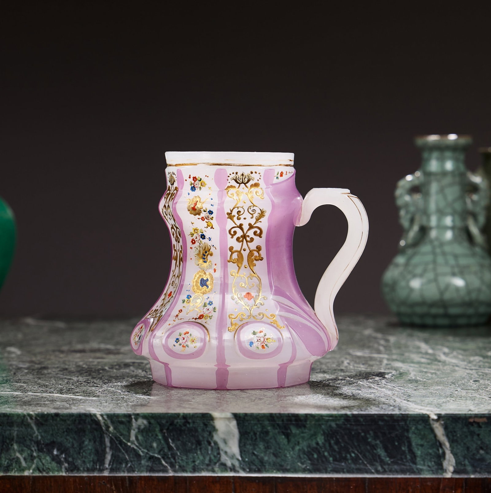 A MID 19TH CENTURY BOHEMIAN ENAMELLED GLASS MUG FOR THE OTTOMAN MARKET (1 of 14)
