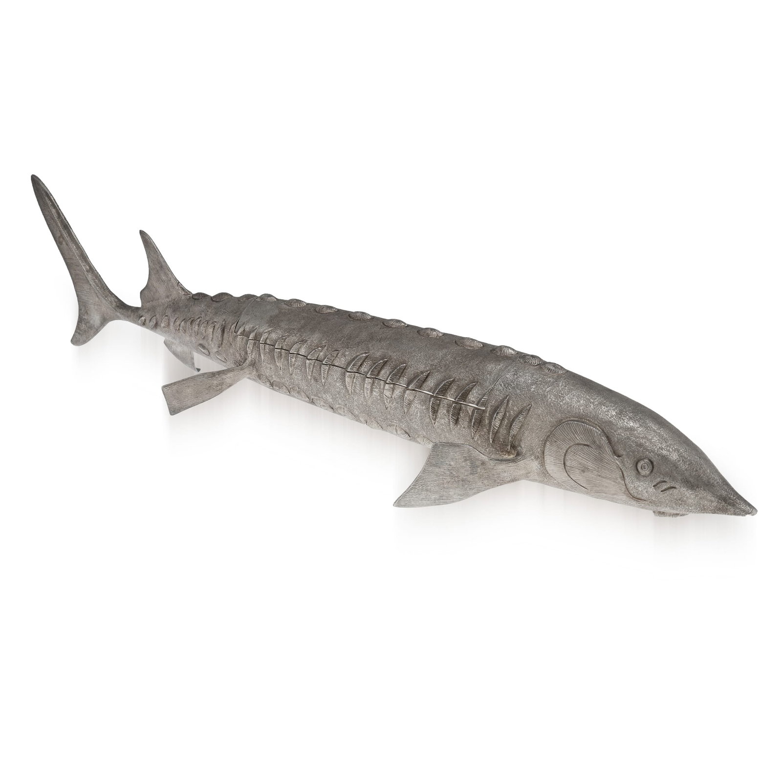 ASPREY & CO.: A RARE STERLING SILVER STURGEON CAVIAR SERVER, LONDON, C.1965: ASPREY & CO.: A RARE STERLING SILVER STURGEON CAVIAR SERVER, LONDON, C.1965 the rare 20th Century (1960's) English Elizabeth II period solid silver caviar server by Asprey & Co, London. Expert