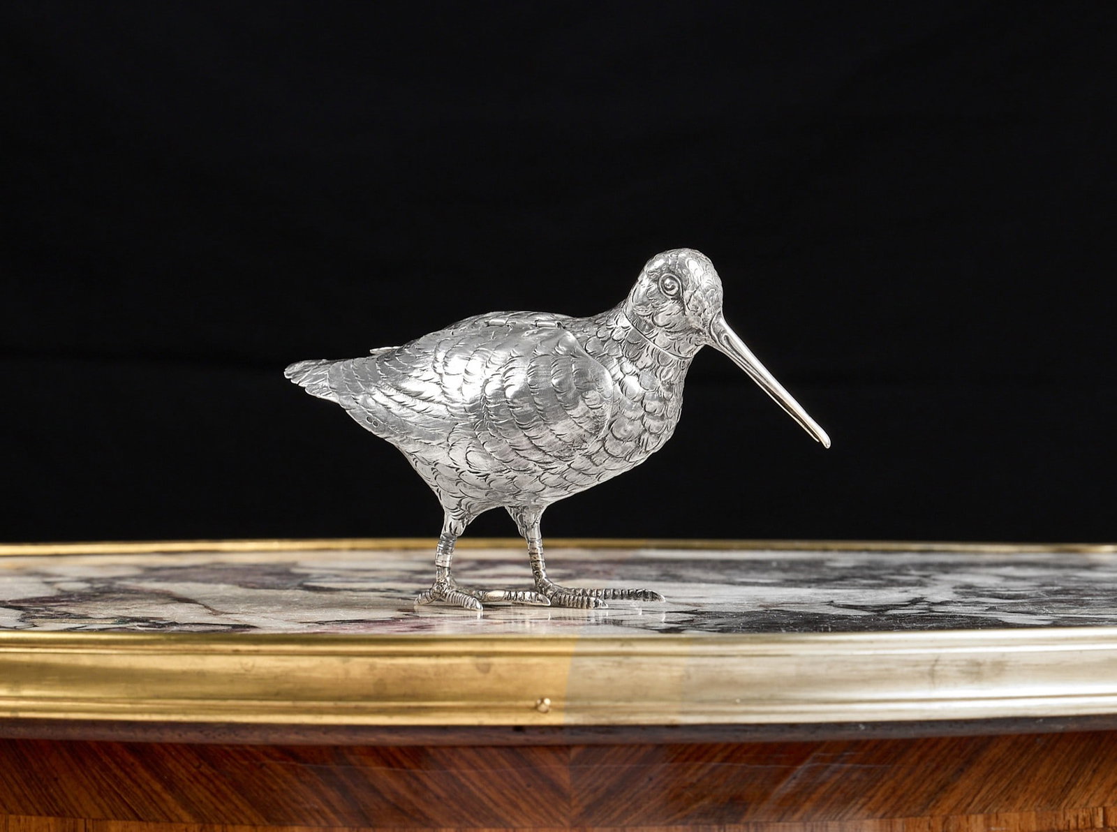 AN EARLY 20TH CENTURY STERLING SILVER MODEL OF A SNIPE, IMPORT MARKS FOR LONDON, 1912 (1 of 9)