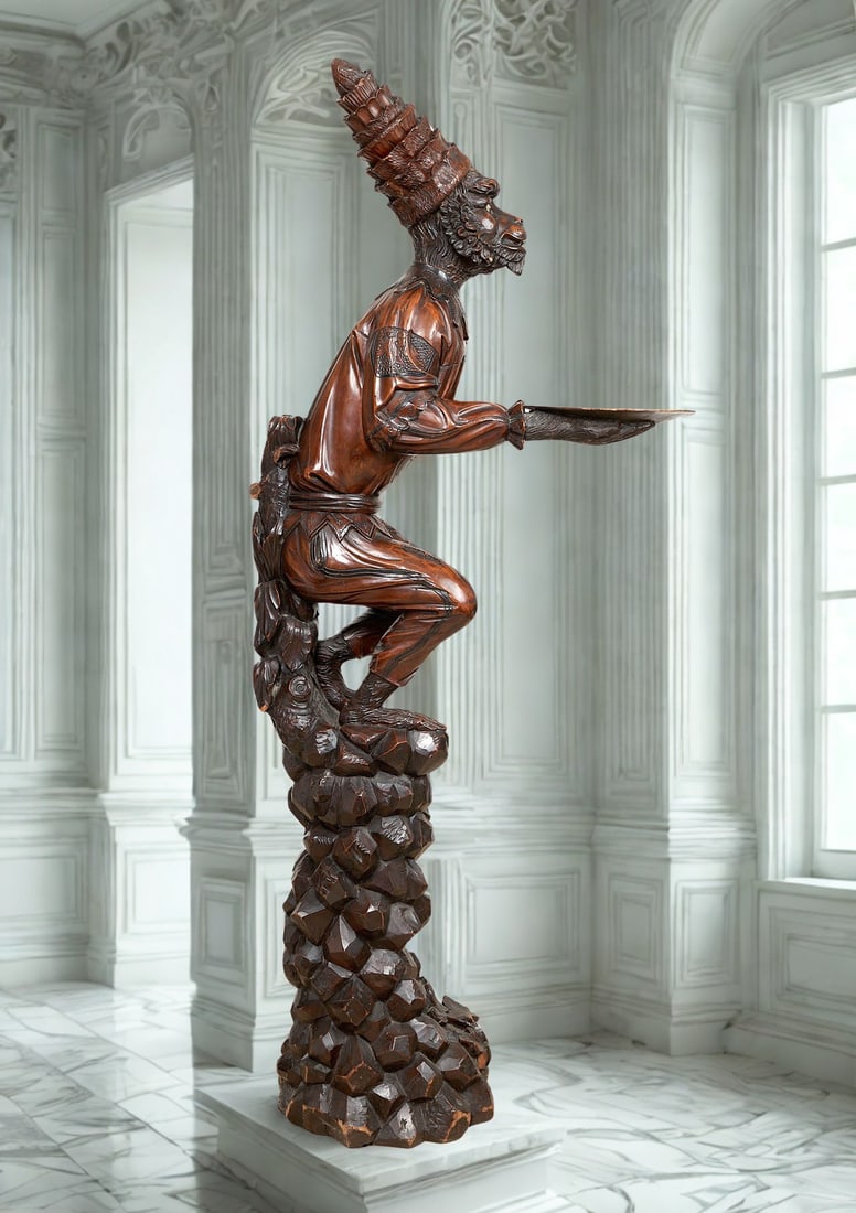 A LIFE-SIZE 19TH CENTURY BLACK FOREST FIGURE OF A MONKEY BUTLER (1 of 8)
