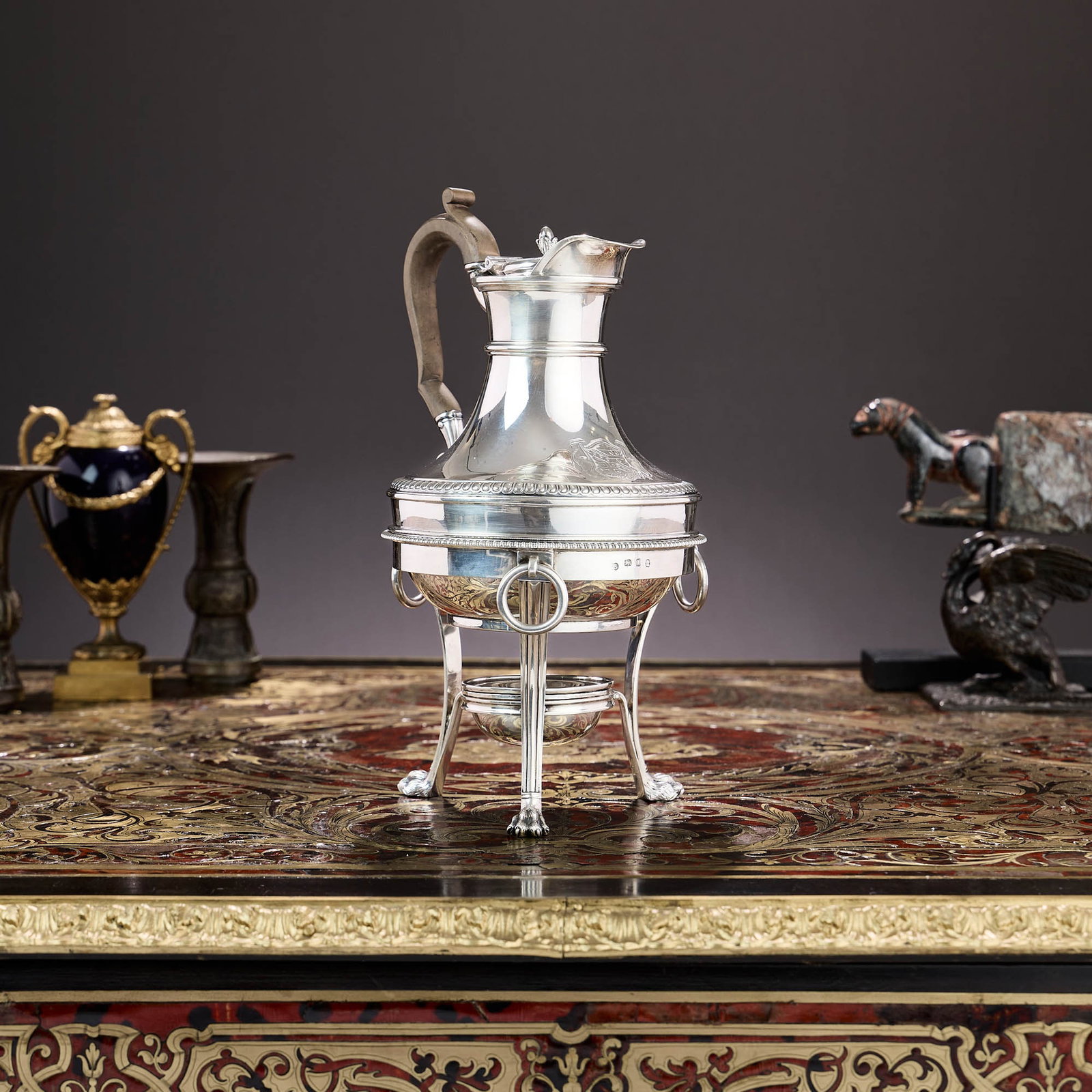 PAUL STORR: A GEORGE III STERLING SILVER COFFEE POT ON STAND (1 of 17)