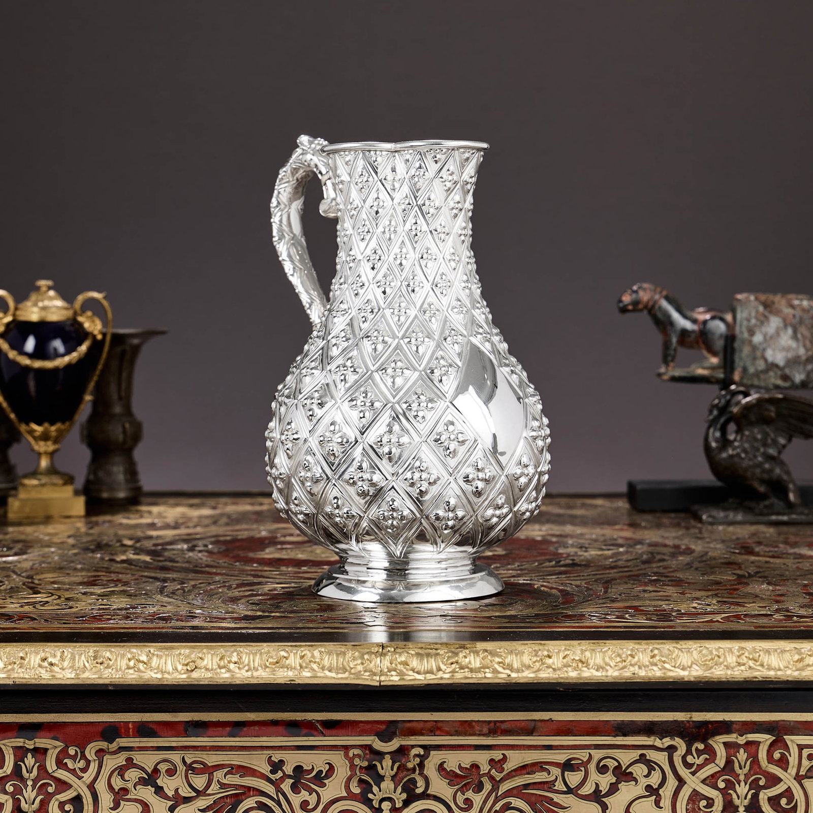 A LARGE VICTORIAN STERLING SILVER JUG, LONDON, 1862, ROBERT HENNELL III (1 of 1)
