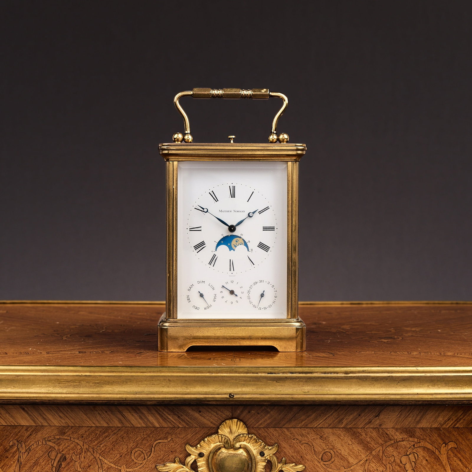 A MATTHEW NORMAN MOONPHASE CARRIAGE CLOCK WITH CALENDAR, ALARM AND REPEAT (1 of 7)