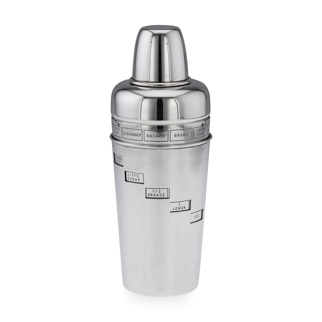 A RARE ITALIAN SOLID SILVER 'DIAL A DRINK' MENU COCKTAIL SHAKER, C. 1960 (1 of 20)