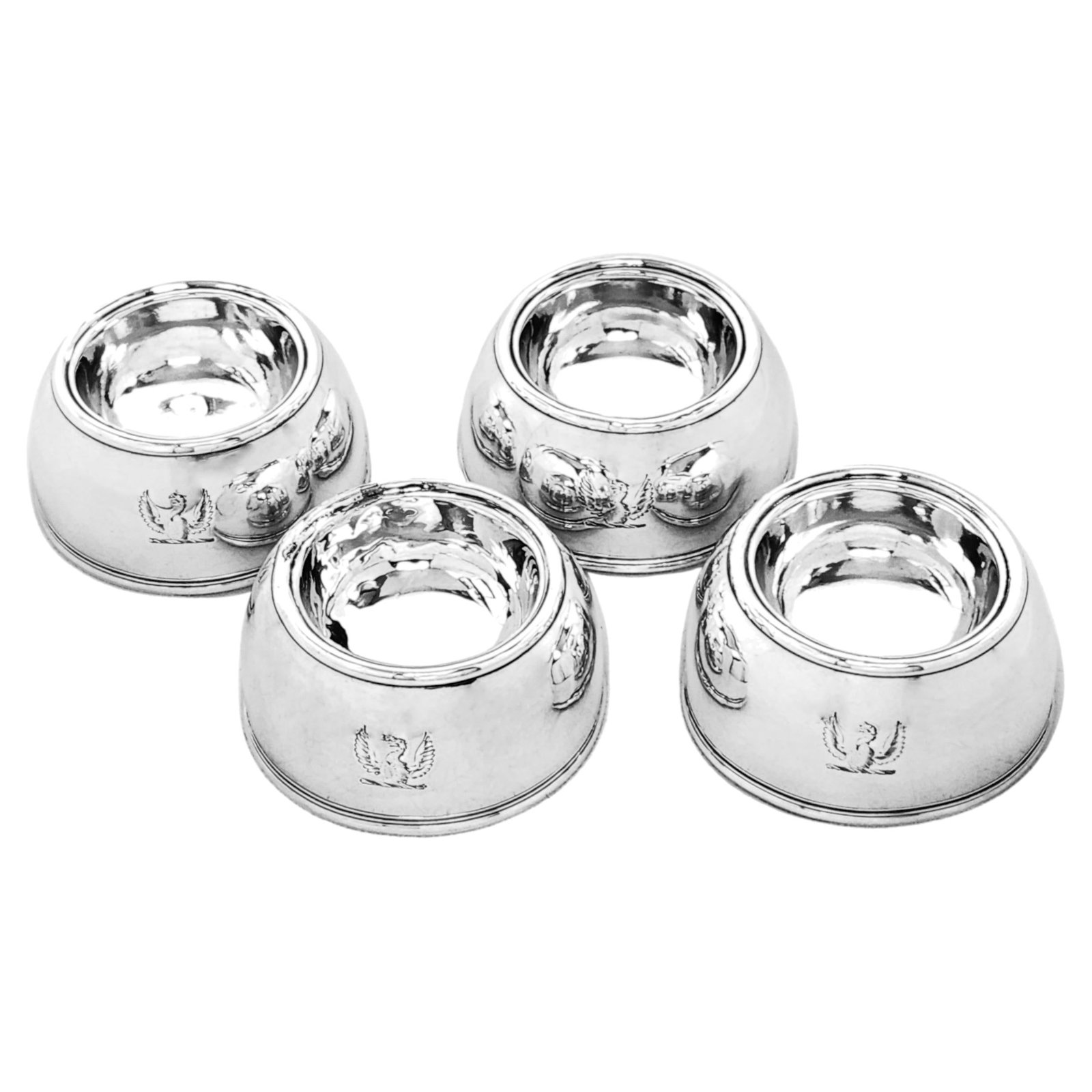 A RARE SET OF QUEEN ANNE STERLING SILVER TRENCHER SALT POTS C. 1714, WILLIAM FLEMING (1 of 8)
