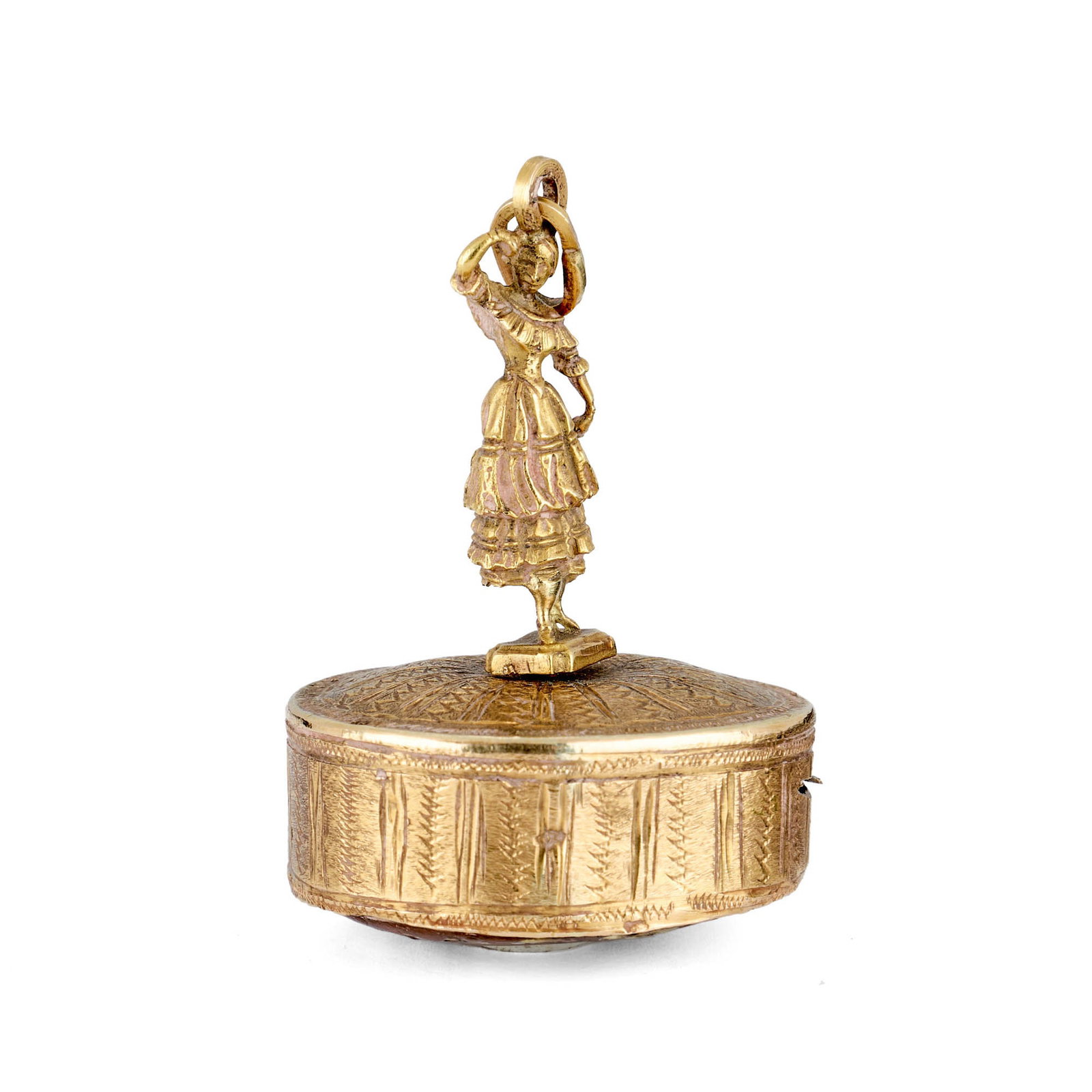 A RARE 18CT GOLD FRENCH ENAMEL AND MUSICAL SEAL PENDANT C. 1880 (1 of 6)