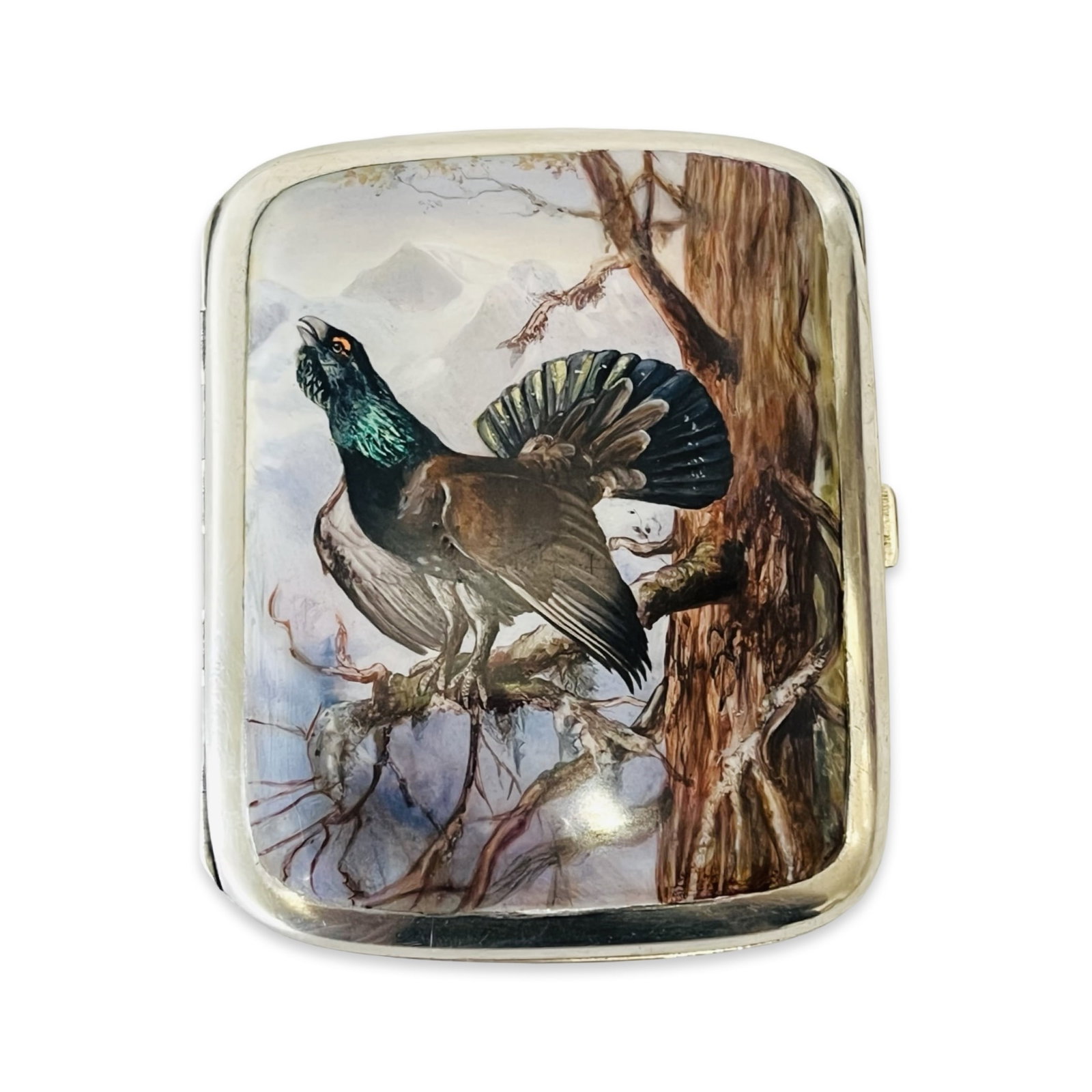 AN EARLY 20TH CENTURY CONTINENTAL SILVER AND ENAMELLED CIGARETTE CASE WITH GAME BIRD (1 of 5)