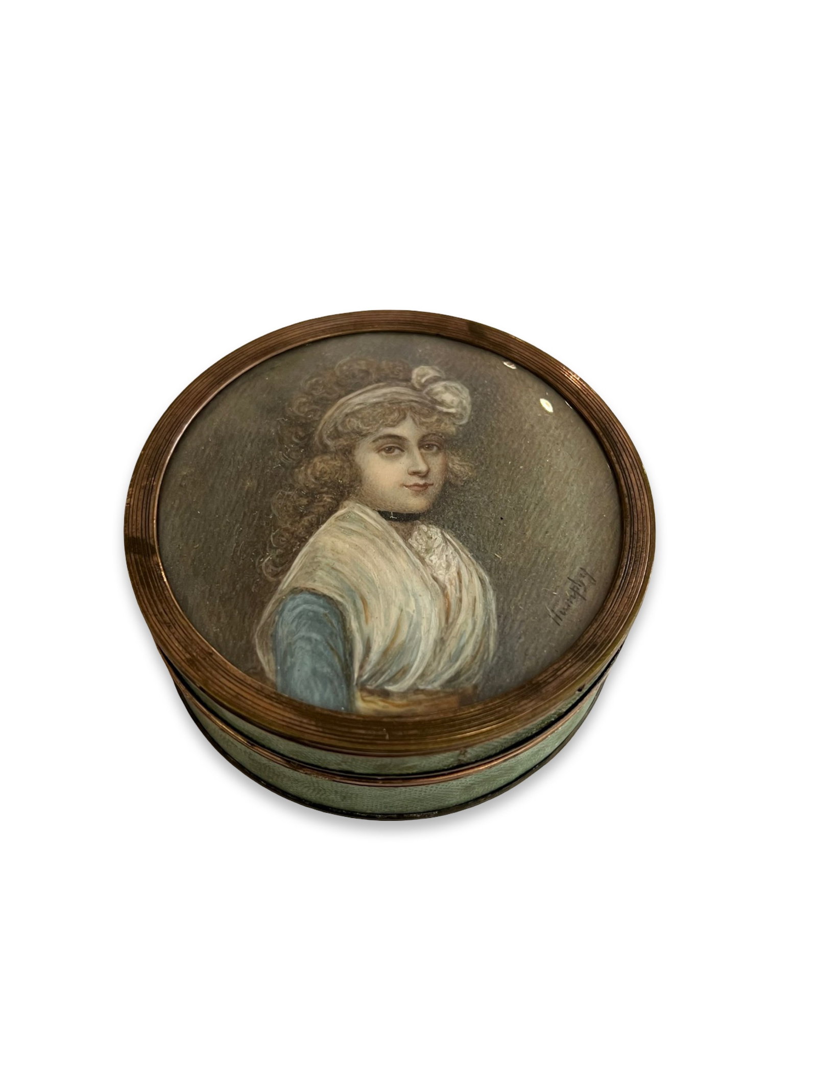 A 19TH CENTURY FRENCH SHAGREEN AND TORTOISESHELL SNUFF BOX WITH PORTRAIT MINIATURE (1 of 5)