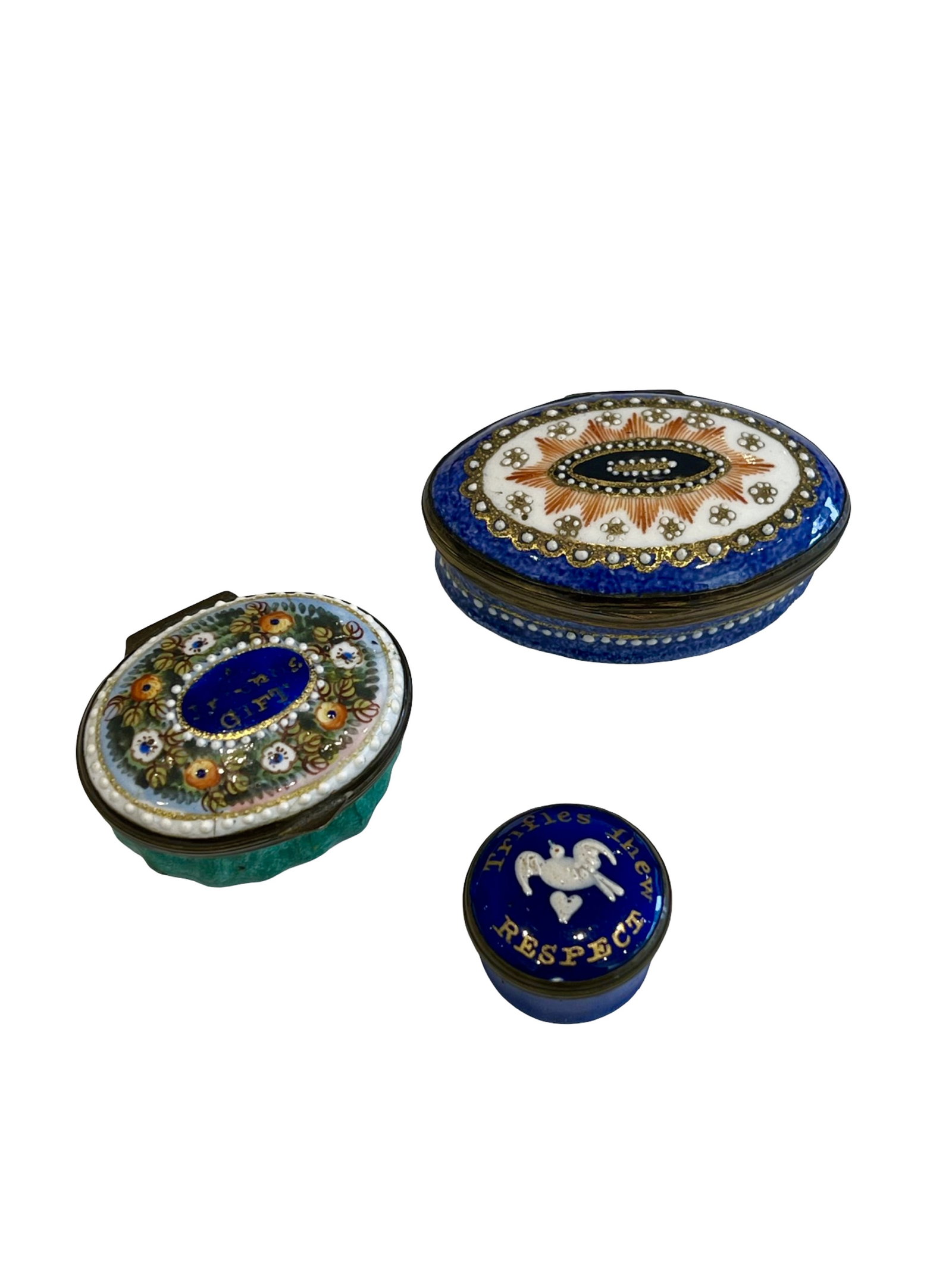 THREE 18TH CENTURY BILSTON ENAMEL BOXES (1 of 5)