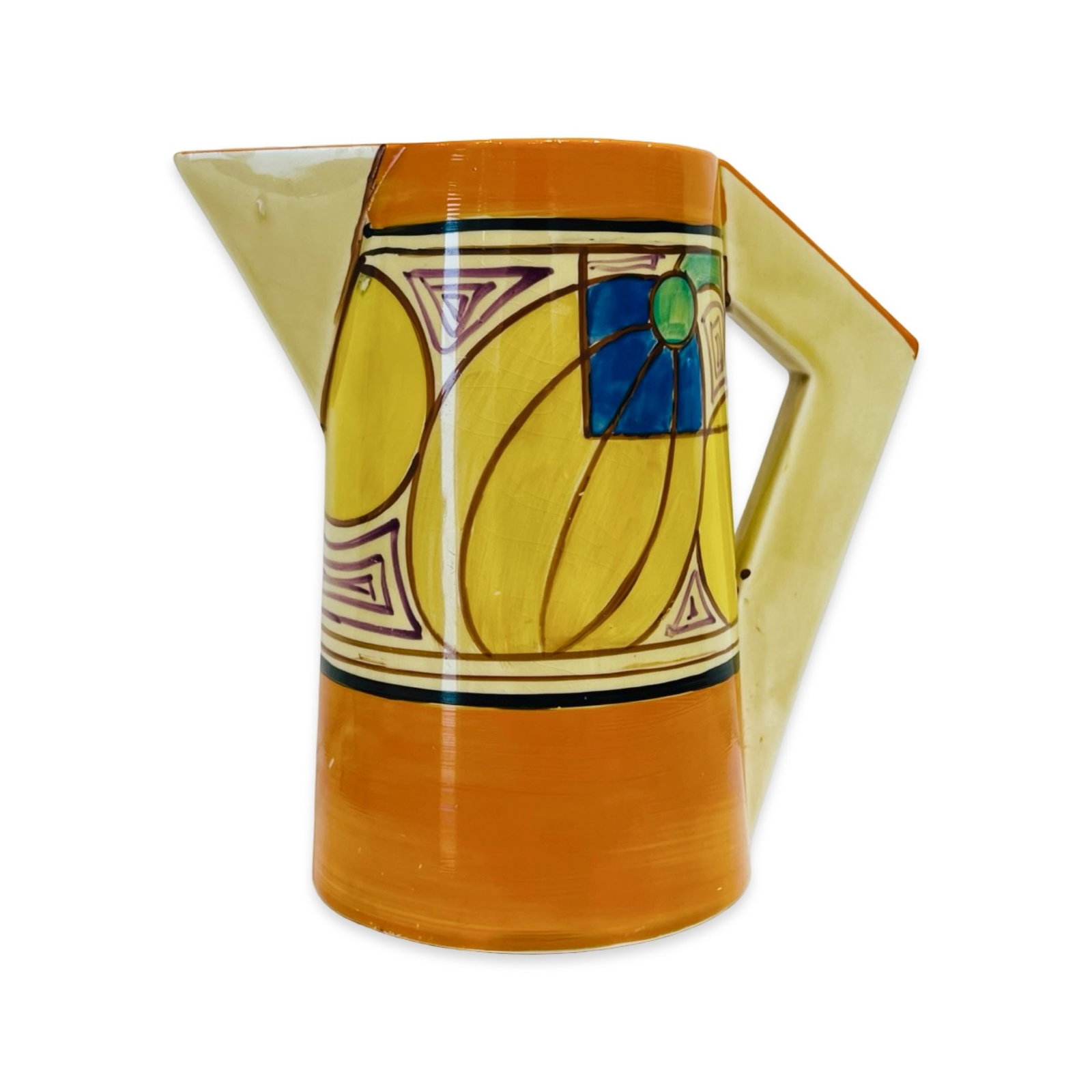 A CLARICE CLIFF MELON CONICAL JUG C. 1930 (1 of 6)