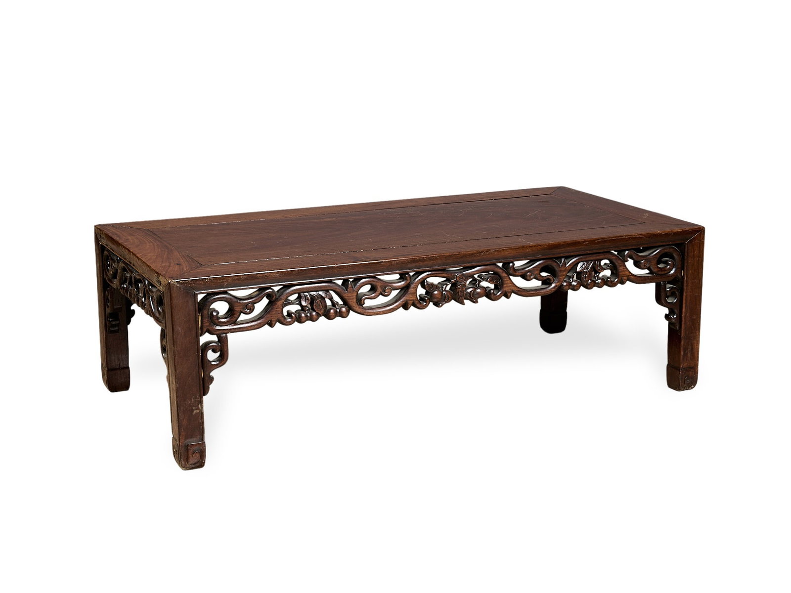 A CHINESE CARVED HARDWOOD LOW TABLE (1 of 1)