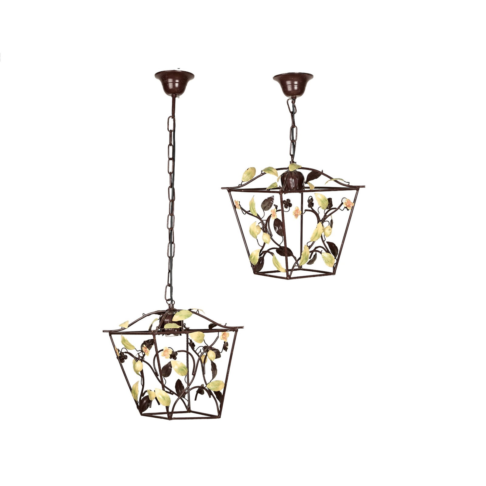 A PAIR OF FOLIATE DECORATED LANTERNS (1 of 1)