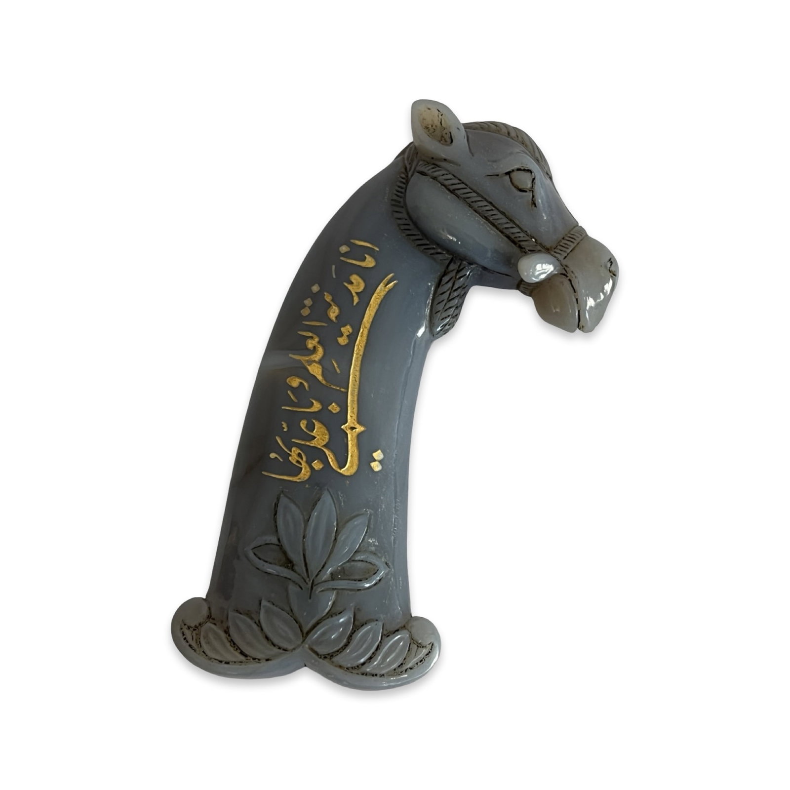 A JADE 17TH CENTURY STYLE HORSE HEAD DAGGER HILT (1 of 4)