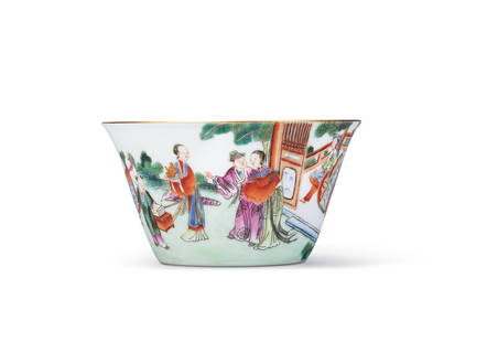 A FAMILLE-ROSE 'FIGURES' CUP Period of Qianlong, Qing Dynasty: 11.1 cm Diam.PROVENANCE: Sotheby's Hongkong, 28th November 2019, Lot 473