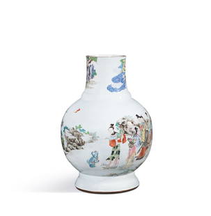 A RARE FAMILLE-ROSE 'IMMORTALS' VASE Period of Yongzheng, Qing Dynasty: 51 cm Height