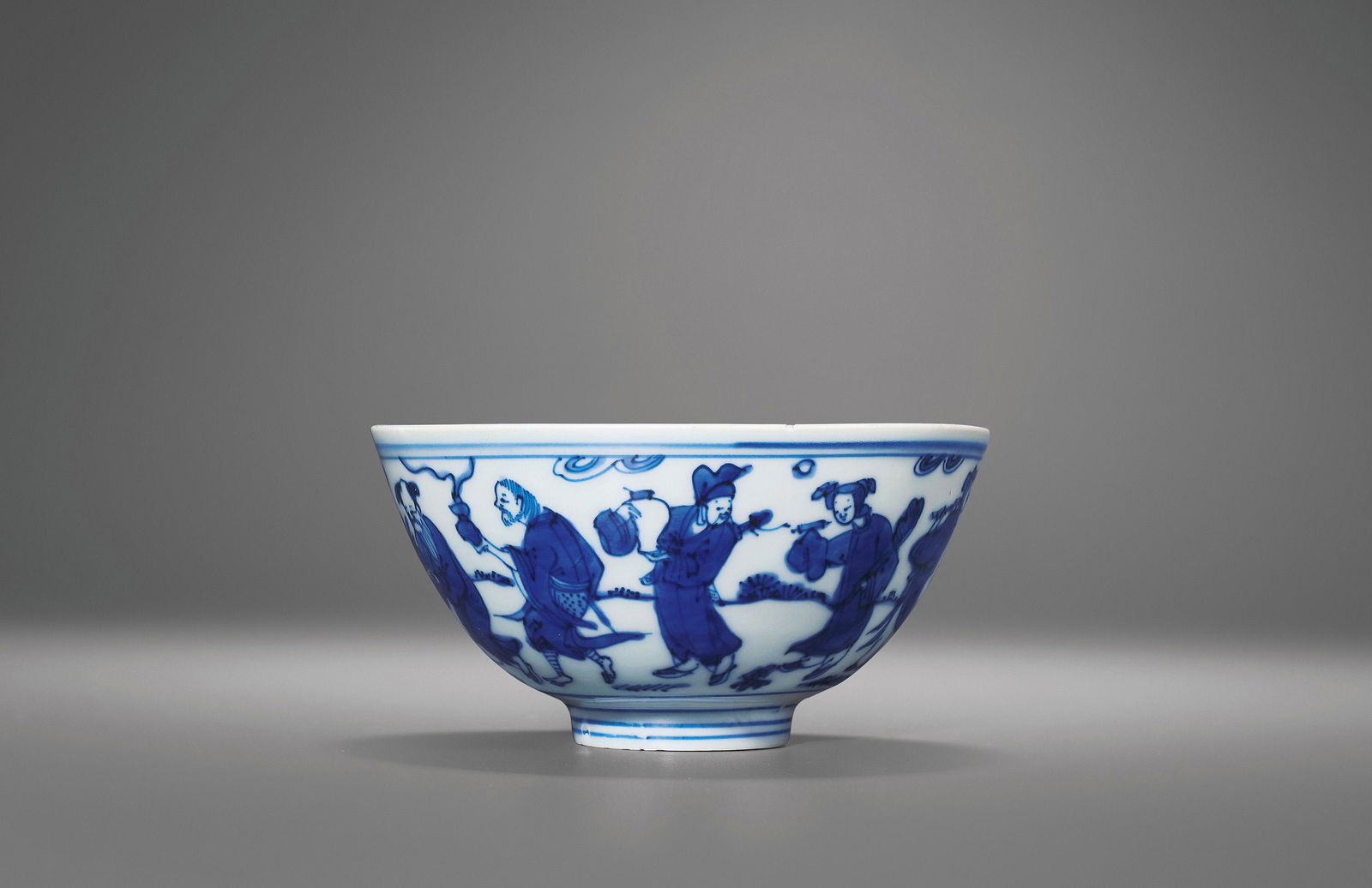 A BLUE AND WHITE 'EIGHT IMMORTALS' BOWL Mark and Period of Wanli, Ming Dynasty (1 of 4)