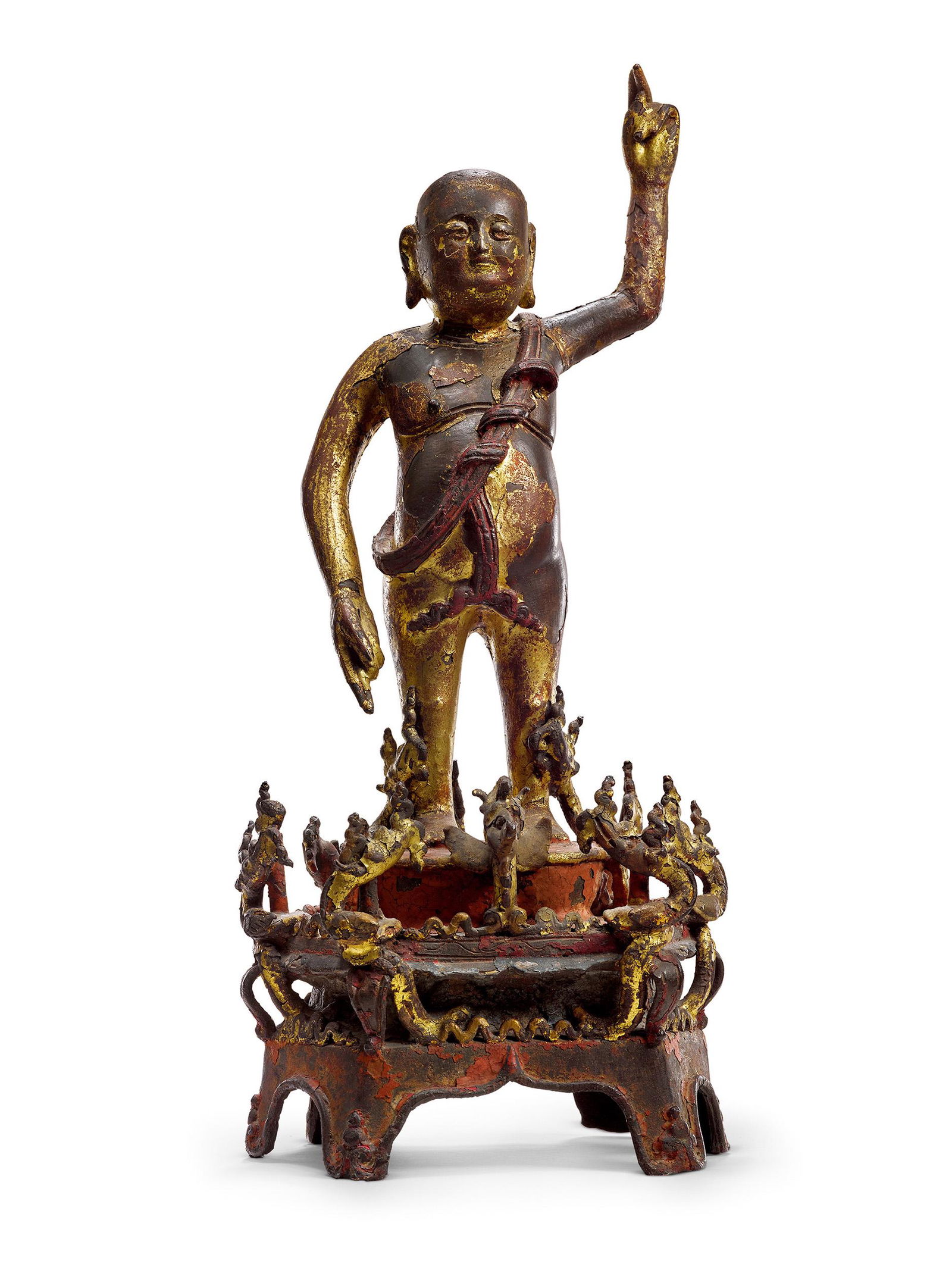 SAKYAMUNI Early Ming Dynasty China Gilt-lacquered Copper (1 of 1)