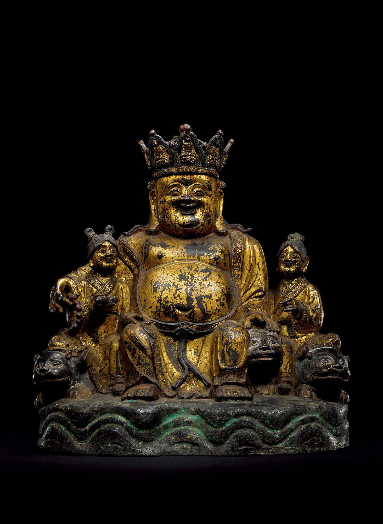 MAITREYA Ming Dynasty China Gilt-lacquered Copper (1 of 2)